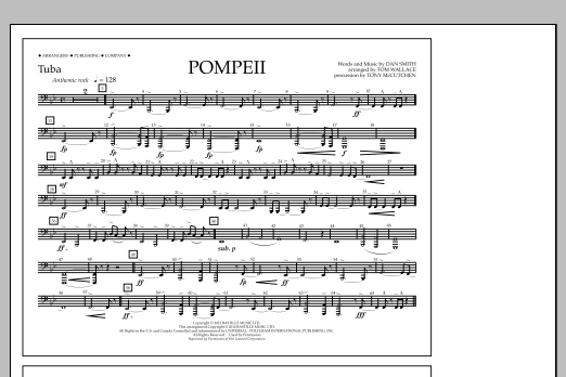 Tom Wallace Pompeii - Tuba sheet music notes and chords arranged for Marching Band