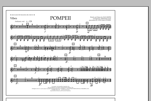 Tom Wallace Pompeii - Vibes sheet music notes and chords arranged for Marching Band