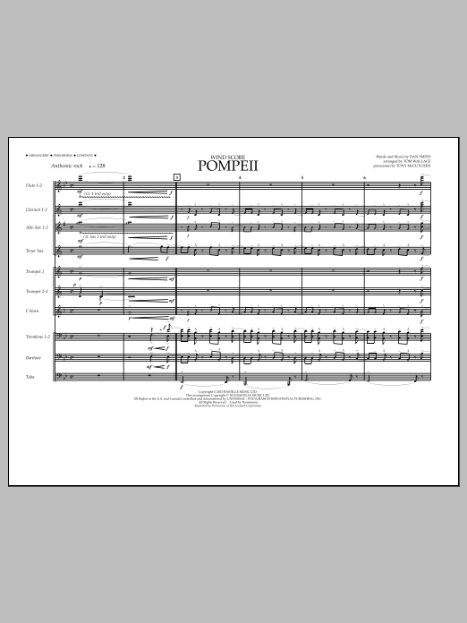 Tom Wallace Pompeii - Wind Score sheet music notes and chords arranged for Marching Band