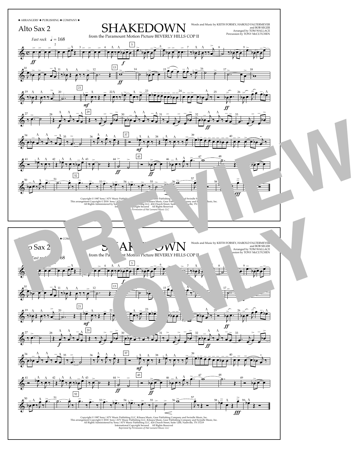 Tom Wallace Shakedown - Alto Sax 2 sheet music notes and chords arranged for Marching Band