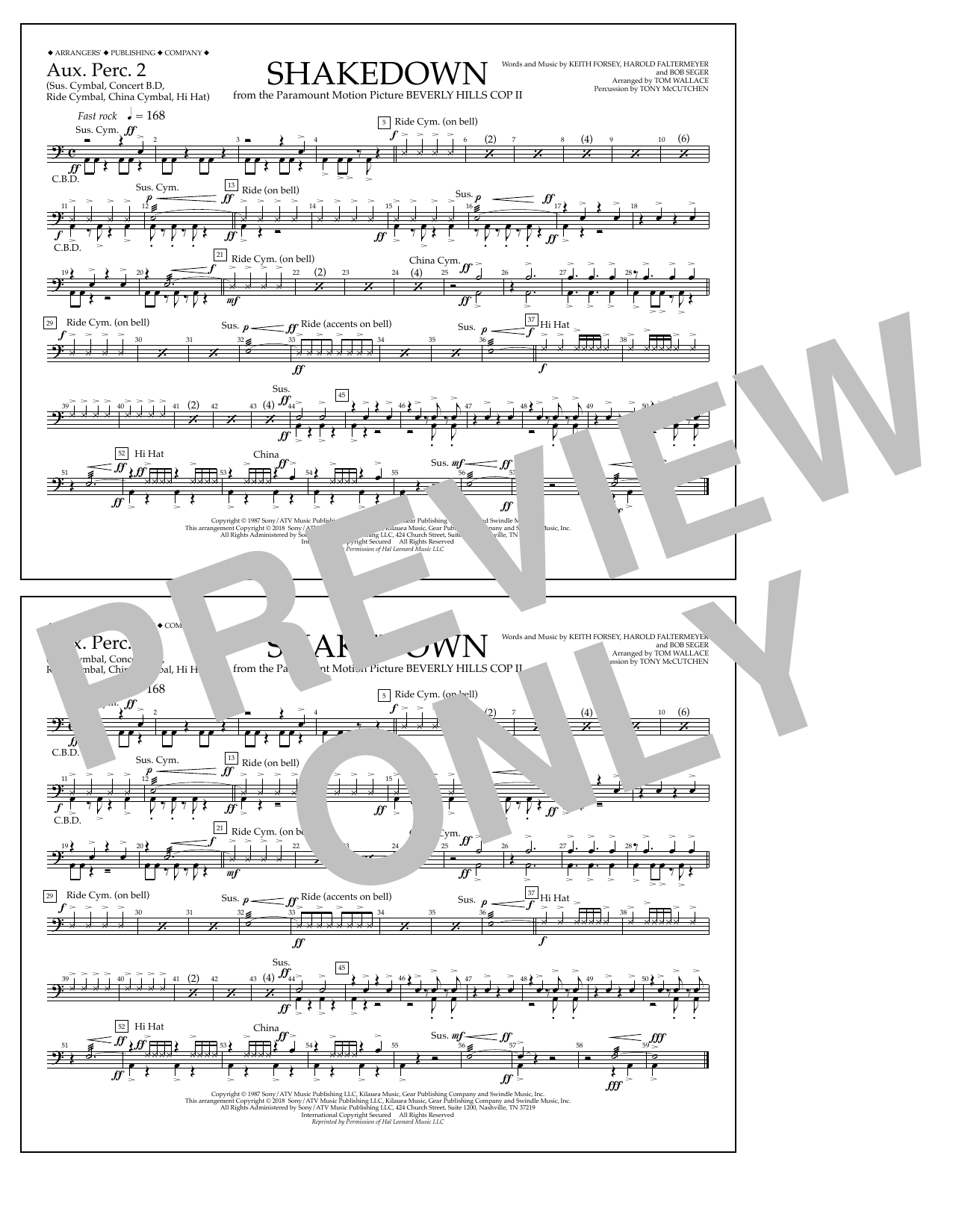 Tom Wallace Shakedown - Aux. Perc. 2 sheet music notes and chords arranged for Marching Band
