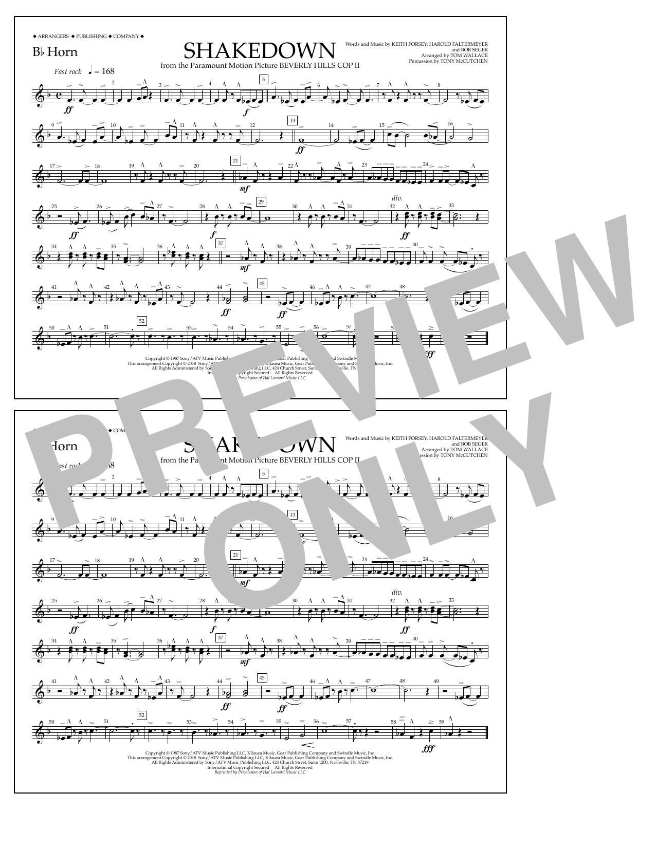 Tom Wallace Shakedown - Bb Horn sheet music notes and chords arranged for Marching Band