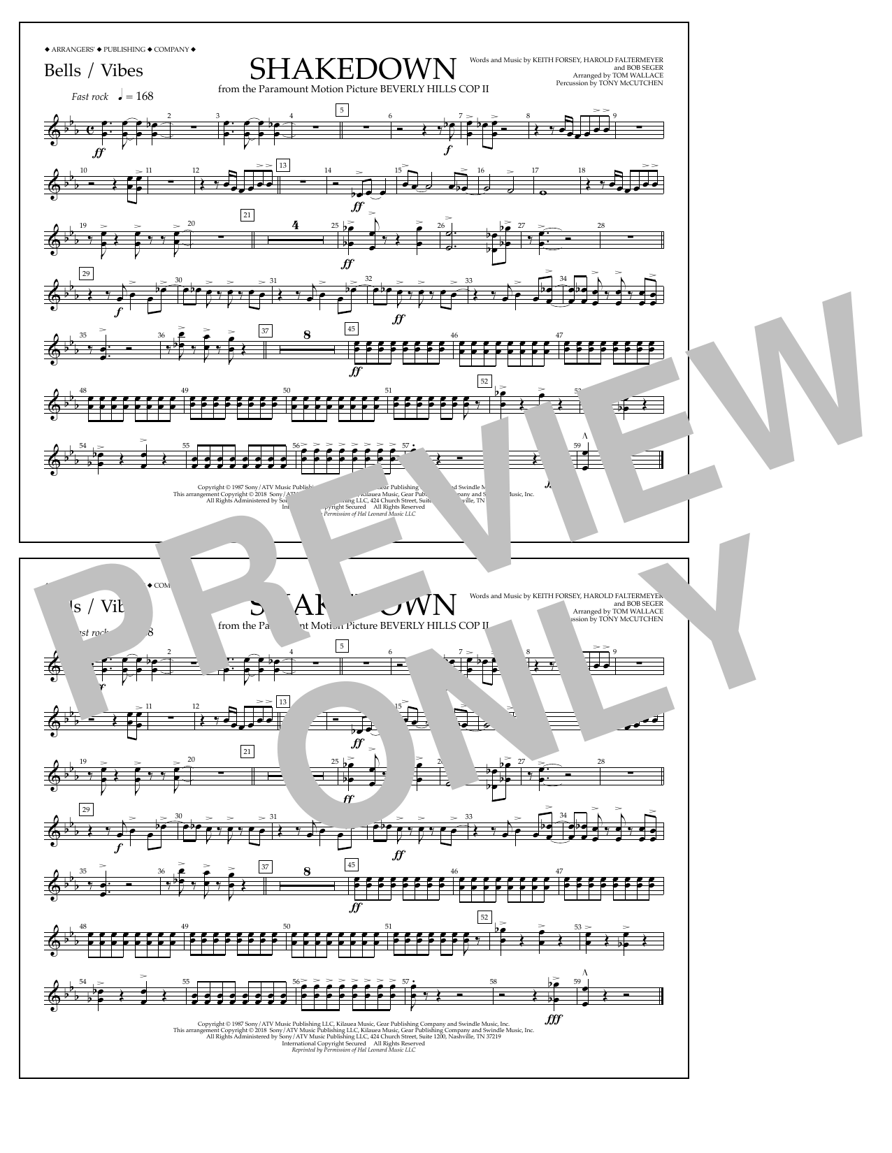 Tom Wallace Shakedown - Bells/Vibes sheet music notes and chords arranged for Marching Band