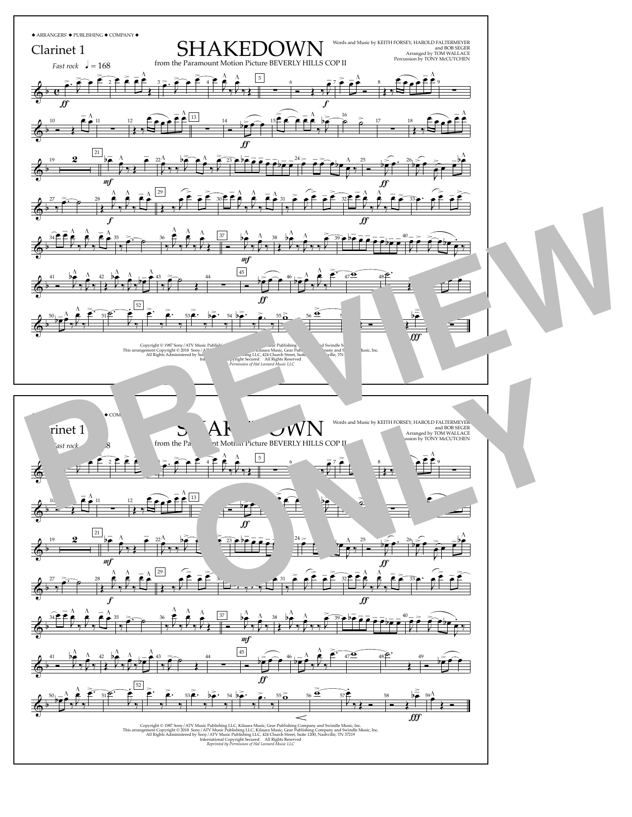 Tom Wallace Shakedown - Clarinet 1 sheet music notes and chords arranged for Marching Band