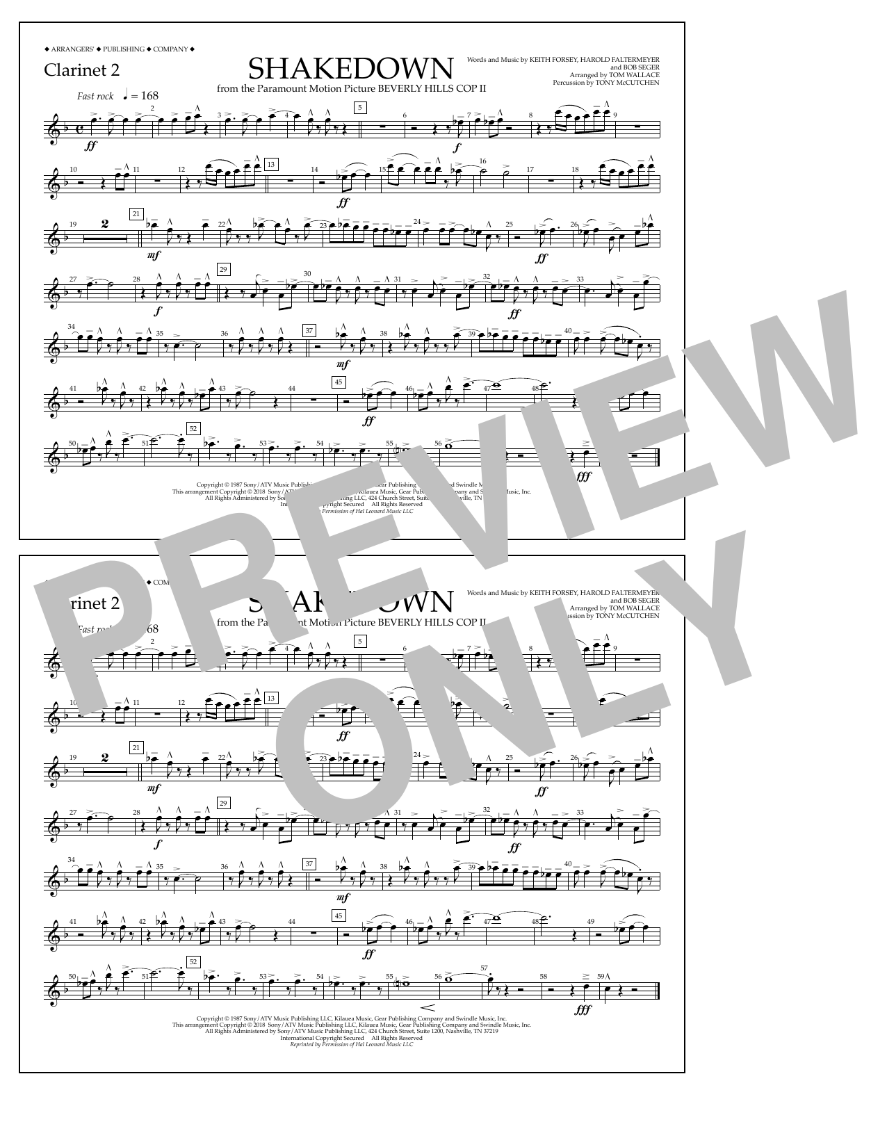 Tom Wallace Shakedown - Clarinet 2 sheet music notes and chords arranged for Marching Band