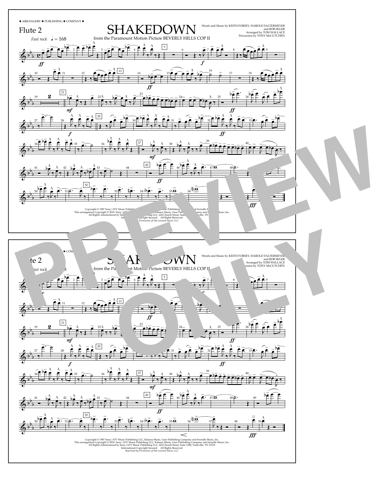 Tom Wallace Shakedown - Flute 2 sheet music notes and chords arranged for Marching Band