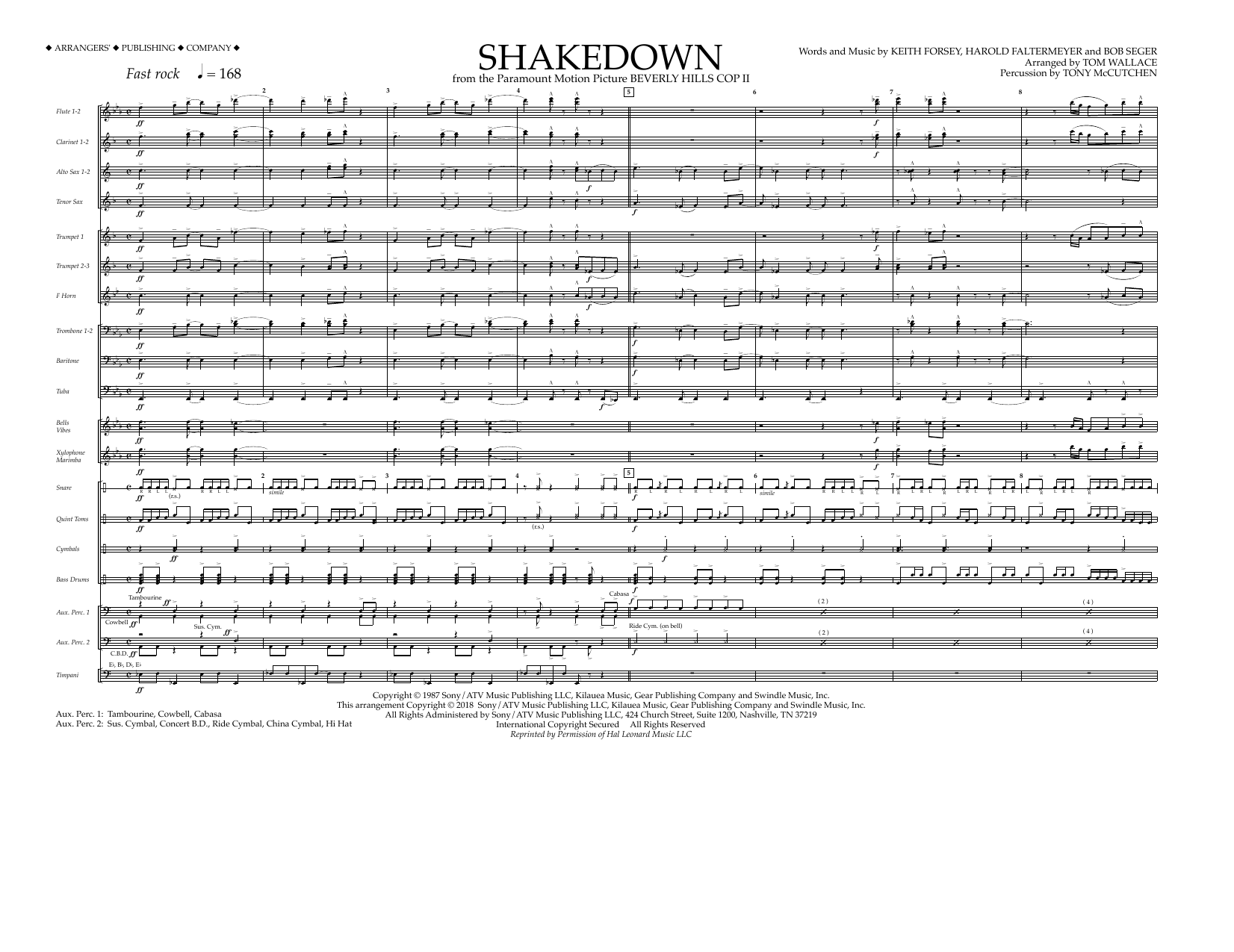 Tom Wallace Shakedown - Full Score sheet music notes and chords arranged for Marching Band