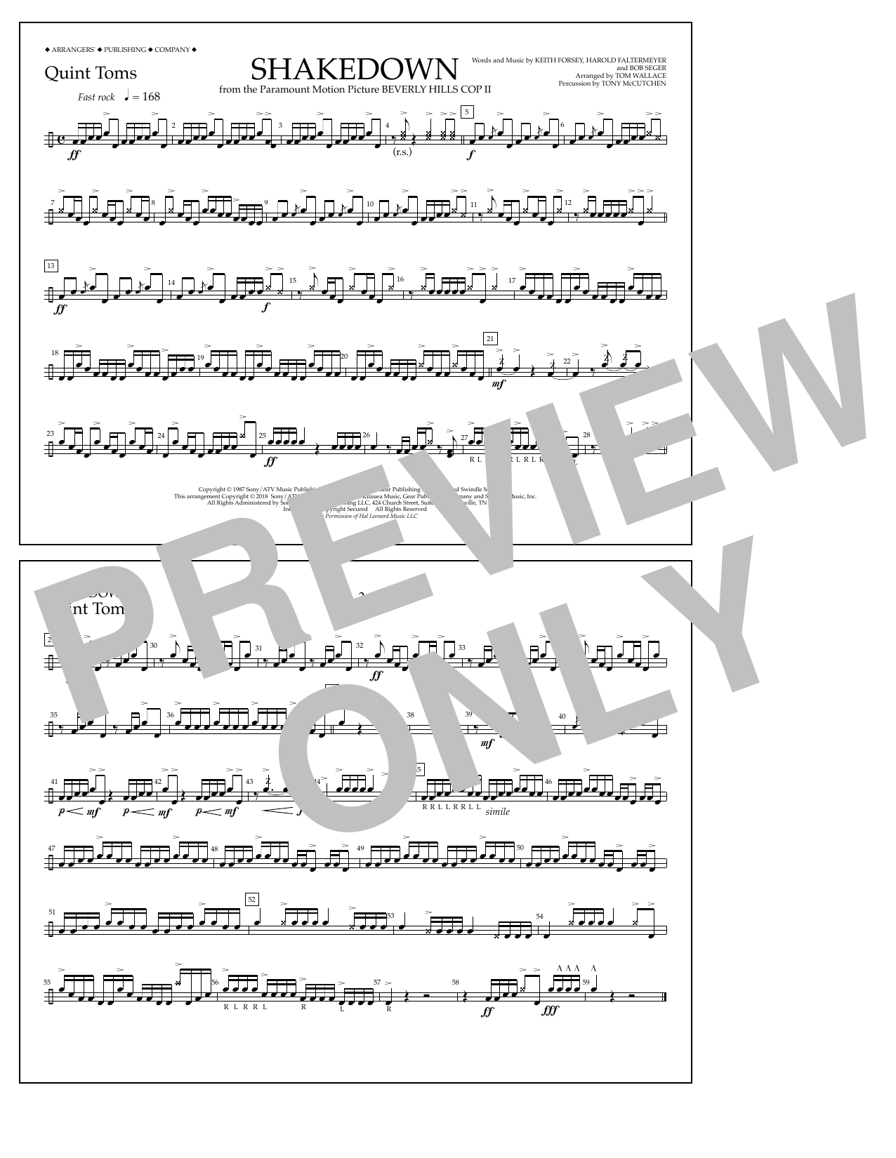 Tom Wallace Shakedown - Quint-Toms sheet music notes and chords arranged for Marching Band