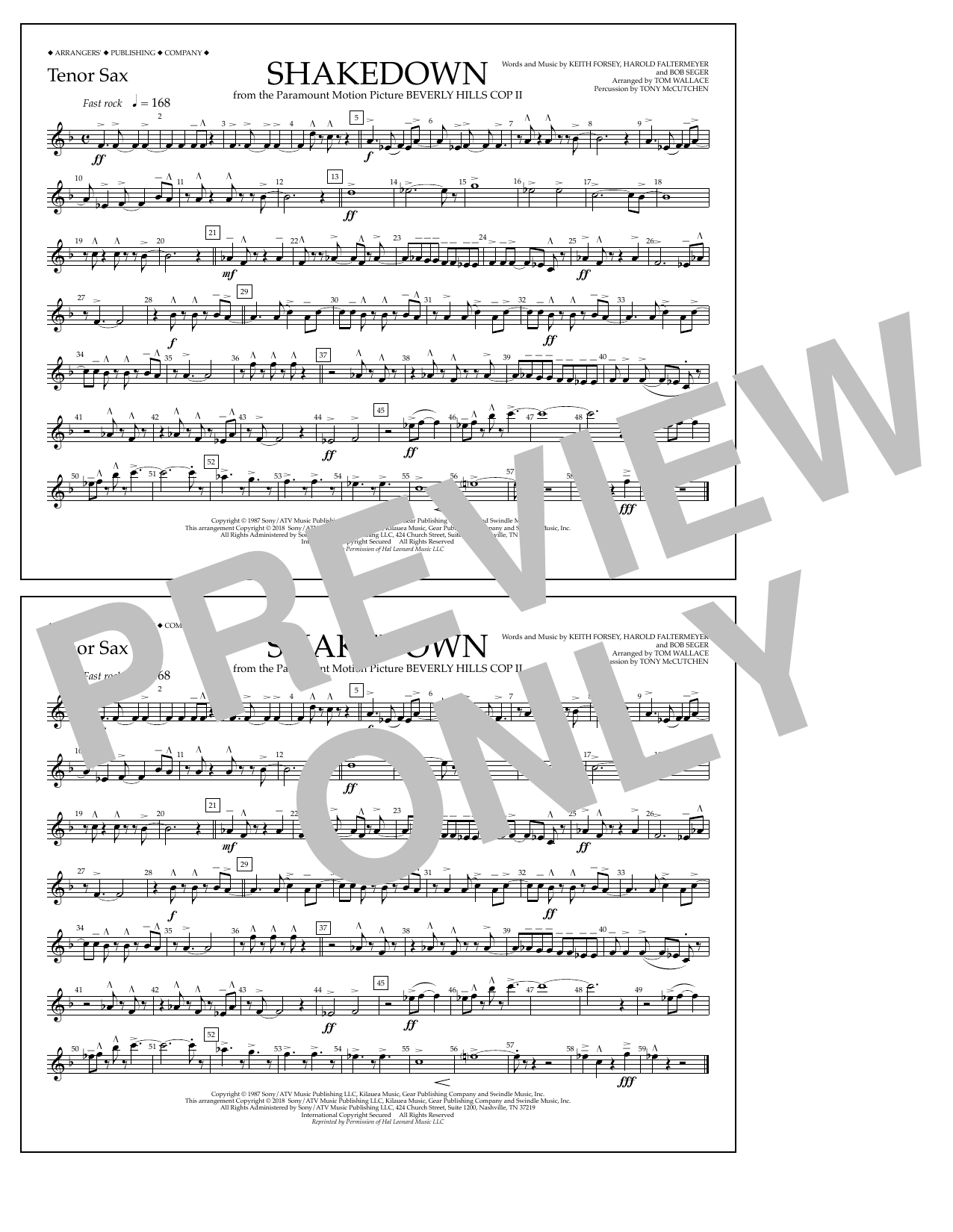 Tom Wallace Shakedown - Tenor Sax sheet music notes and chords arranged for Marching Band