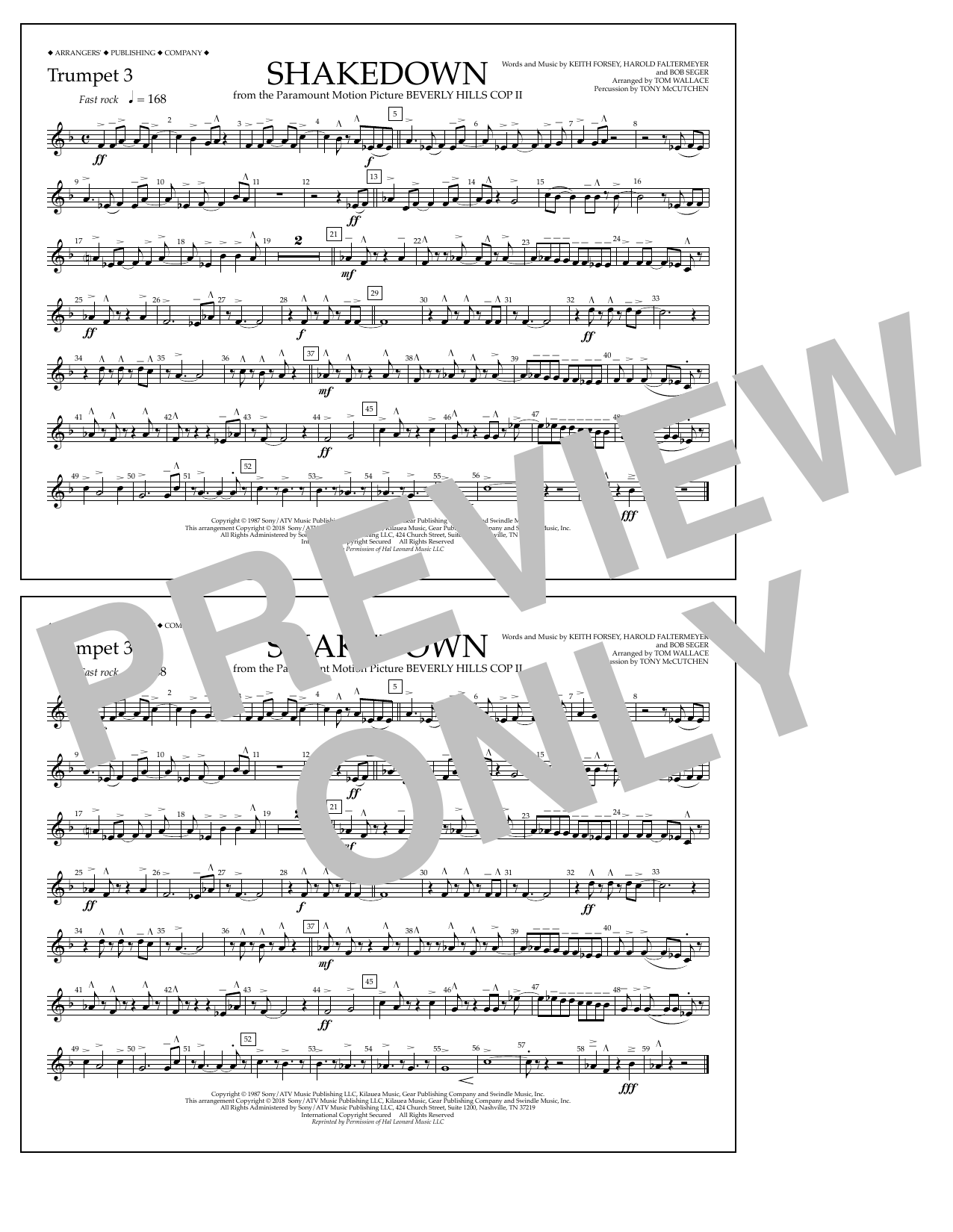 Tom Wallace Shakedown - Trumpet 3 sheet music notes and chords arranged for Marching Band