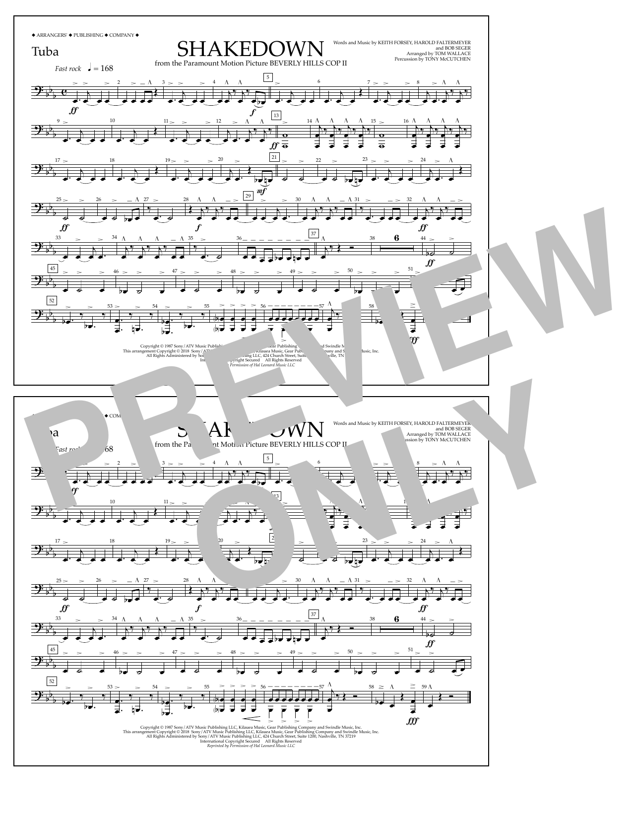 Tom Wallace Shakedown - Tuba sheet music notes and chords arranged for Marching Band