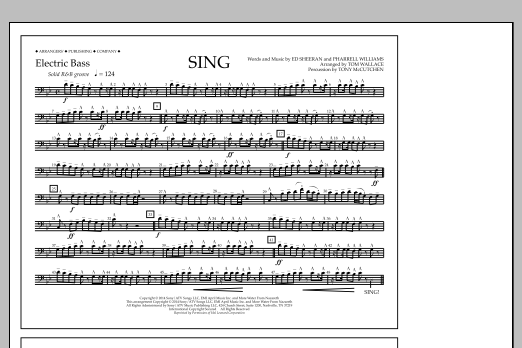 Tom Wallace Sing - Electric Bass sheet music notes and chords arranged for Marching Band