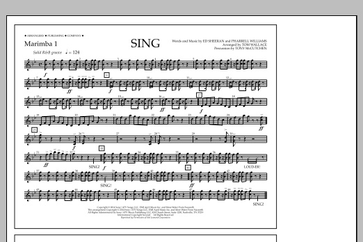 Tom Wallace Sing - Marimba 1 sheet music notes and chords arranged for Marching Band