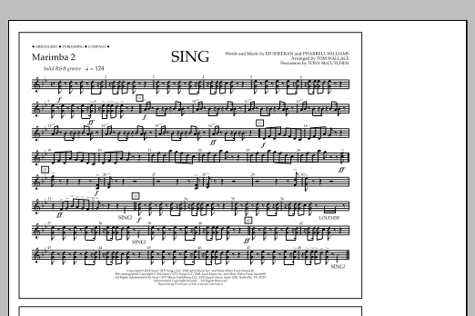 Tom Wallace Sing - Marimba 2 sheet music notes and chords arranged for Marching Band