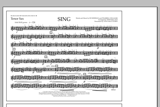 Tom Wallace Sing - Tenor Sax sheet music notes and chords arranged for Marching Band