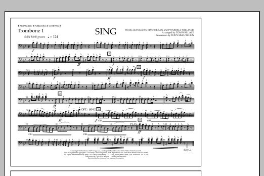 Tom Wallace Sing - Trombone 1 sheet music notes and chords arranged for Marching Band