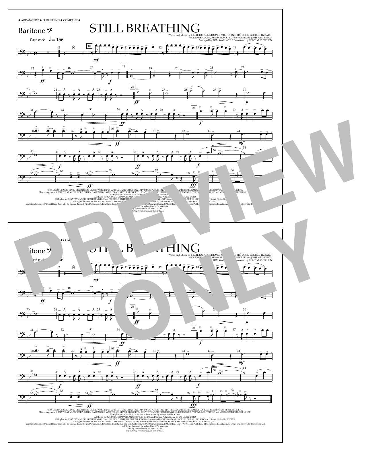 Tom Wallace Still Breathing - Baritone B.C. sheet music notes and chords arranged for Marching Band