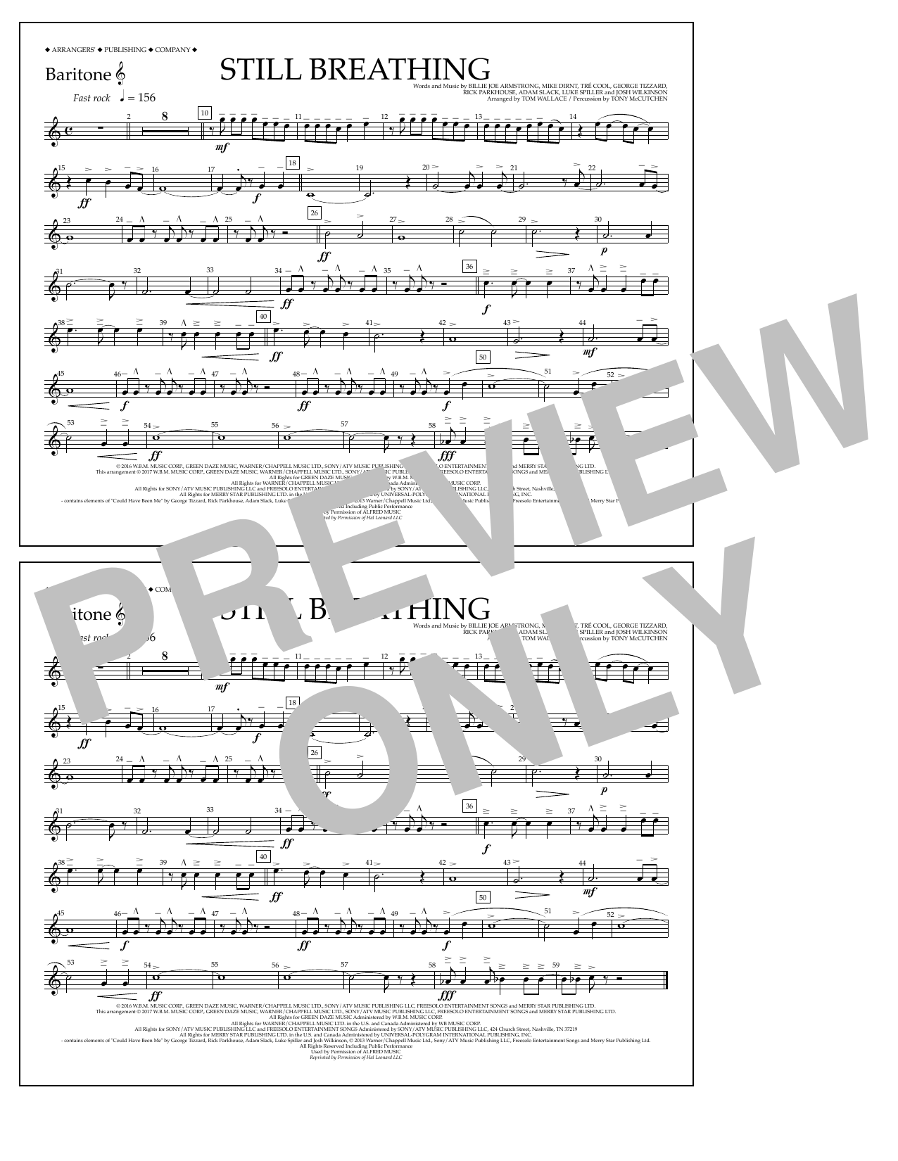 Tom Wallace Still Breathing - Baritone T.C. sheet music notes and chords arranged for Marching Band