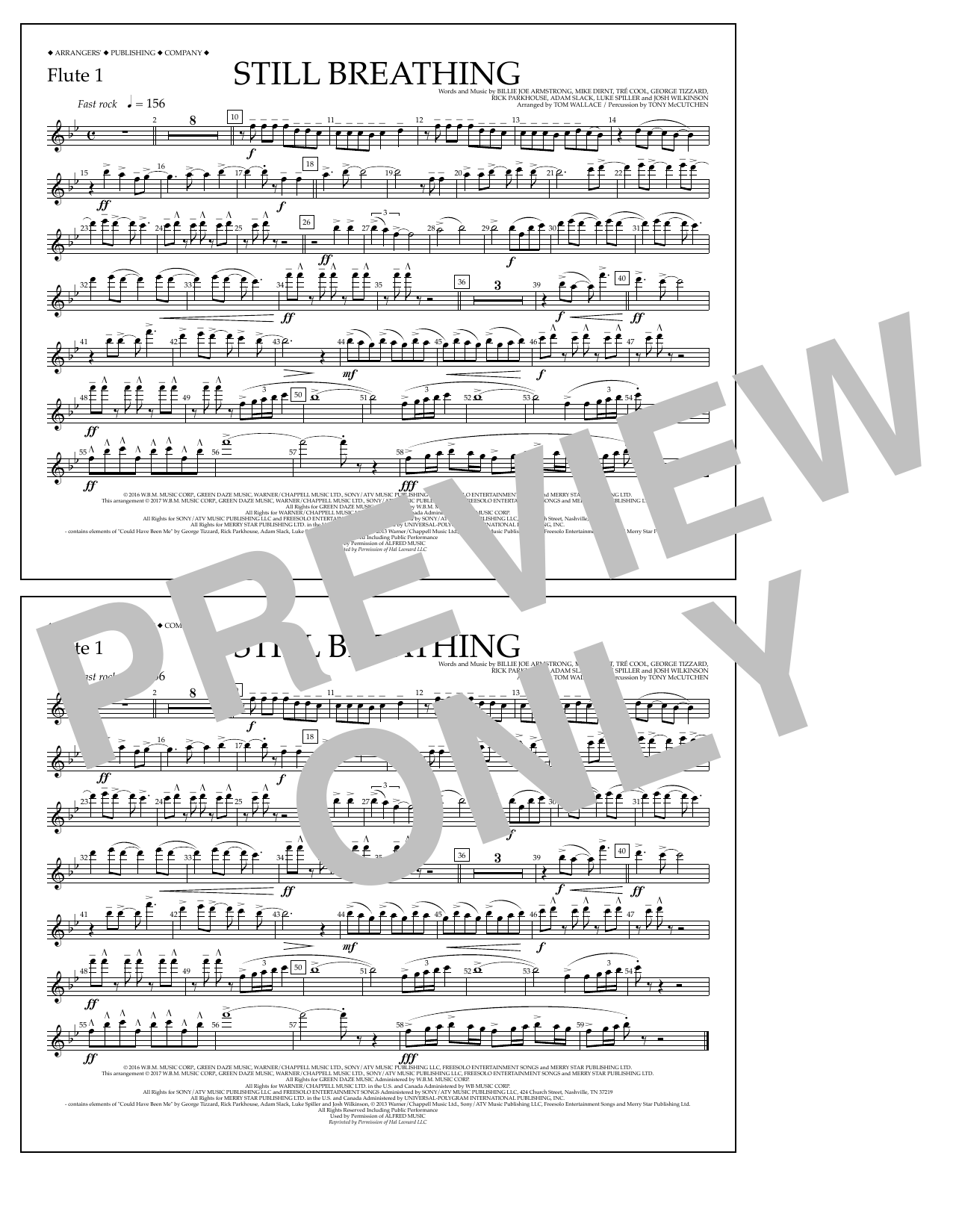 Tom Wallace Still Breathing - Flute 1 sheet music notes and chords arranged for Marching Band