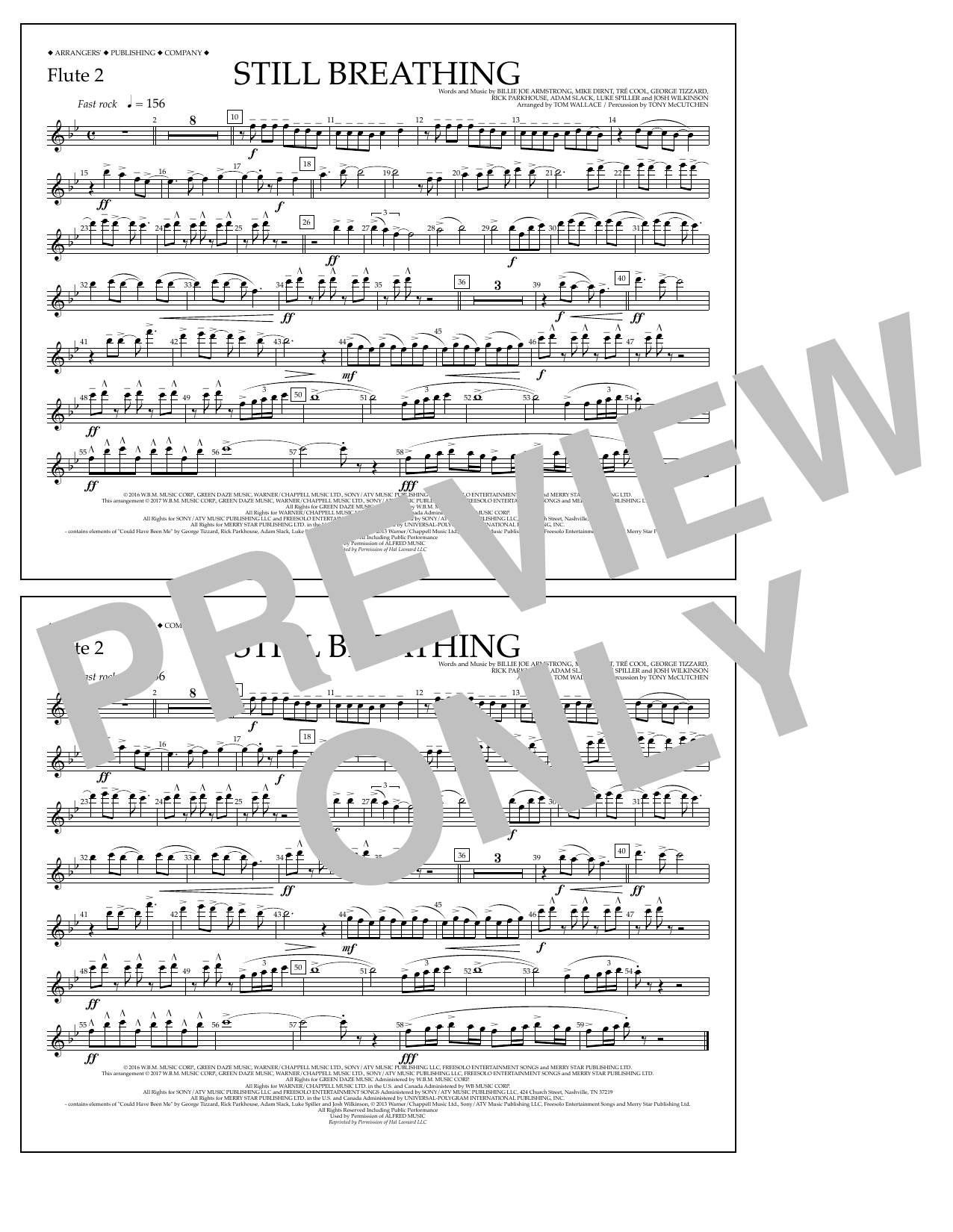 Tom Wallace Still Breathing - Flute 2 sheet music notes and chords arranged for Marching Band