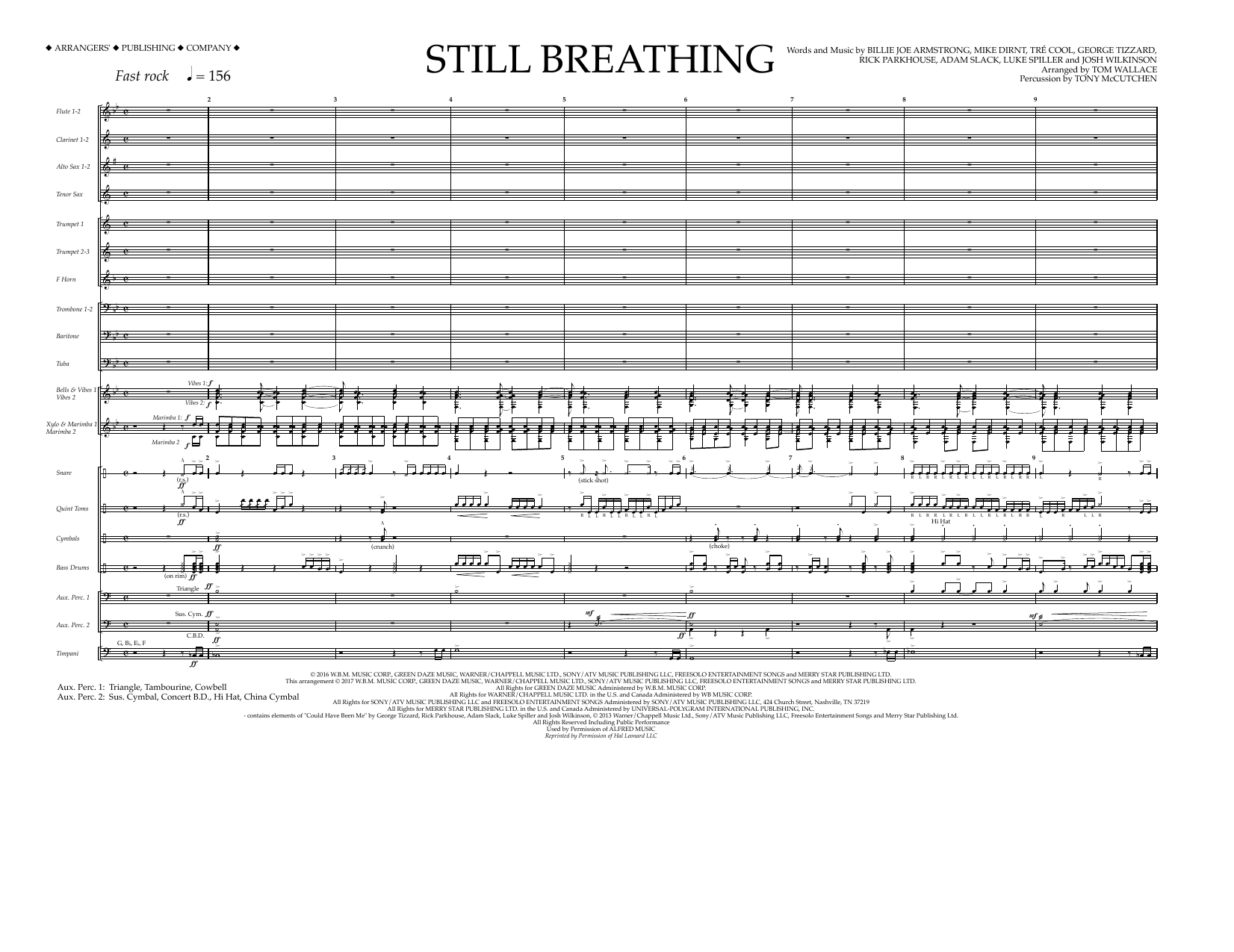 Tom Wallace Still Breathing - Full Score sheet music notes and chords arranged for Marching Band