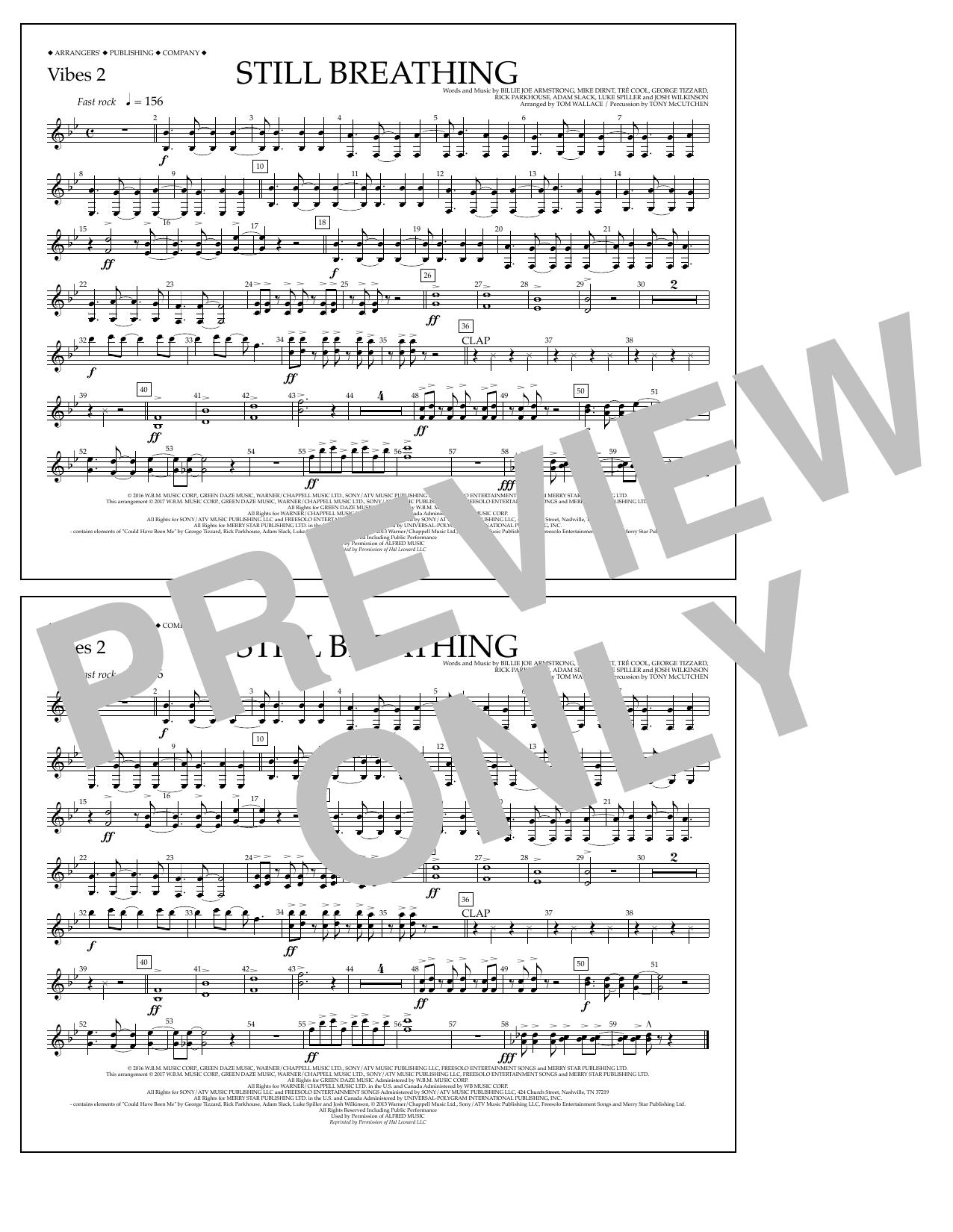 Tom Wallace Still Breathing - Vibes 2 sheet music notes and chords arranged for Marching Band