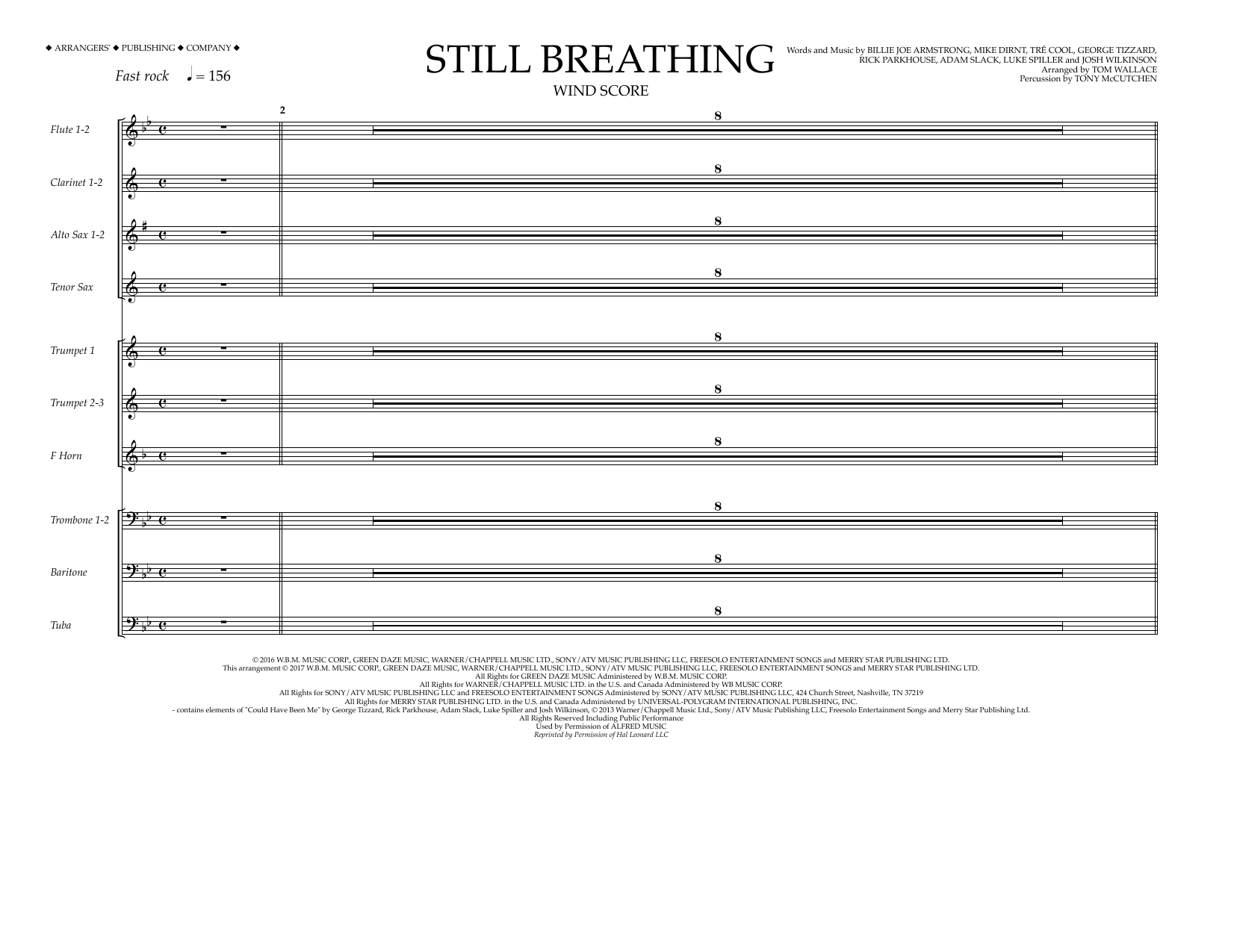 Tom Wallace Still Breathing - Wind Score sheet music notes and chords arranged for Marching Band
