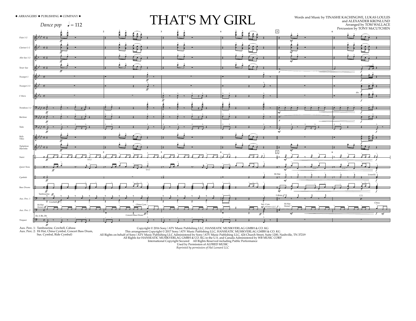 Tom Wallace That's My Girl - Full Score sheet music notes and chords arranged for Marching Band