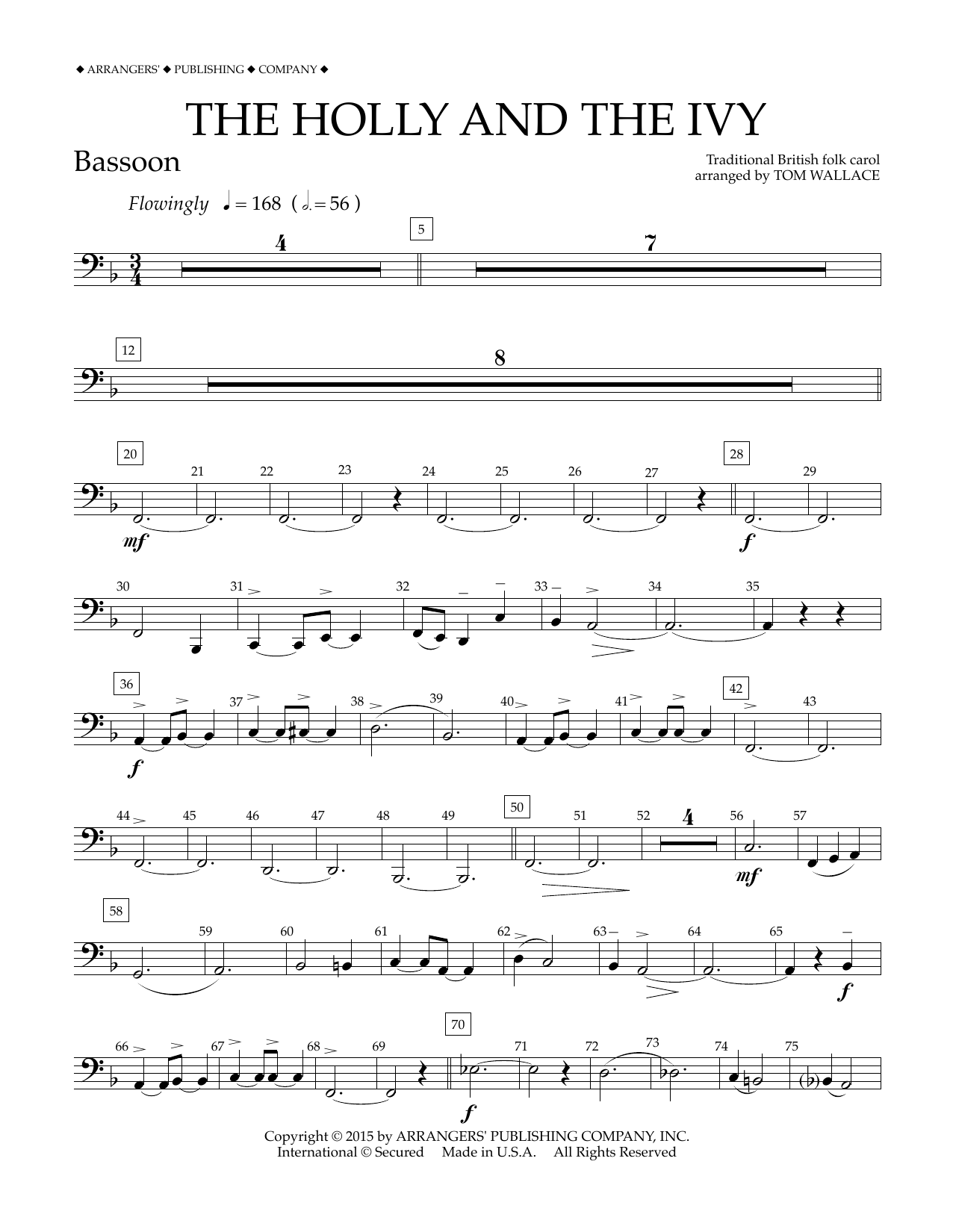 Tom Wallace The Holly and the Ivy - Bassoon sheet music notes and chords arranged for Concert Band