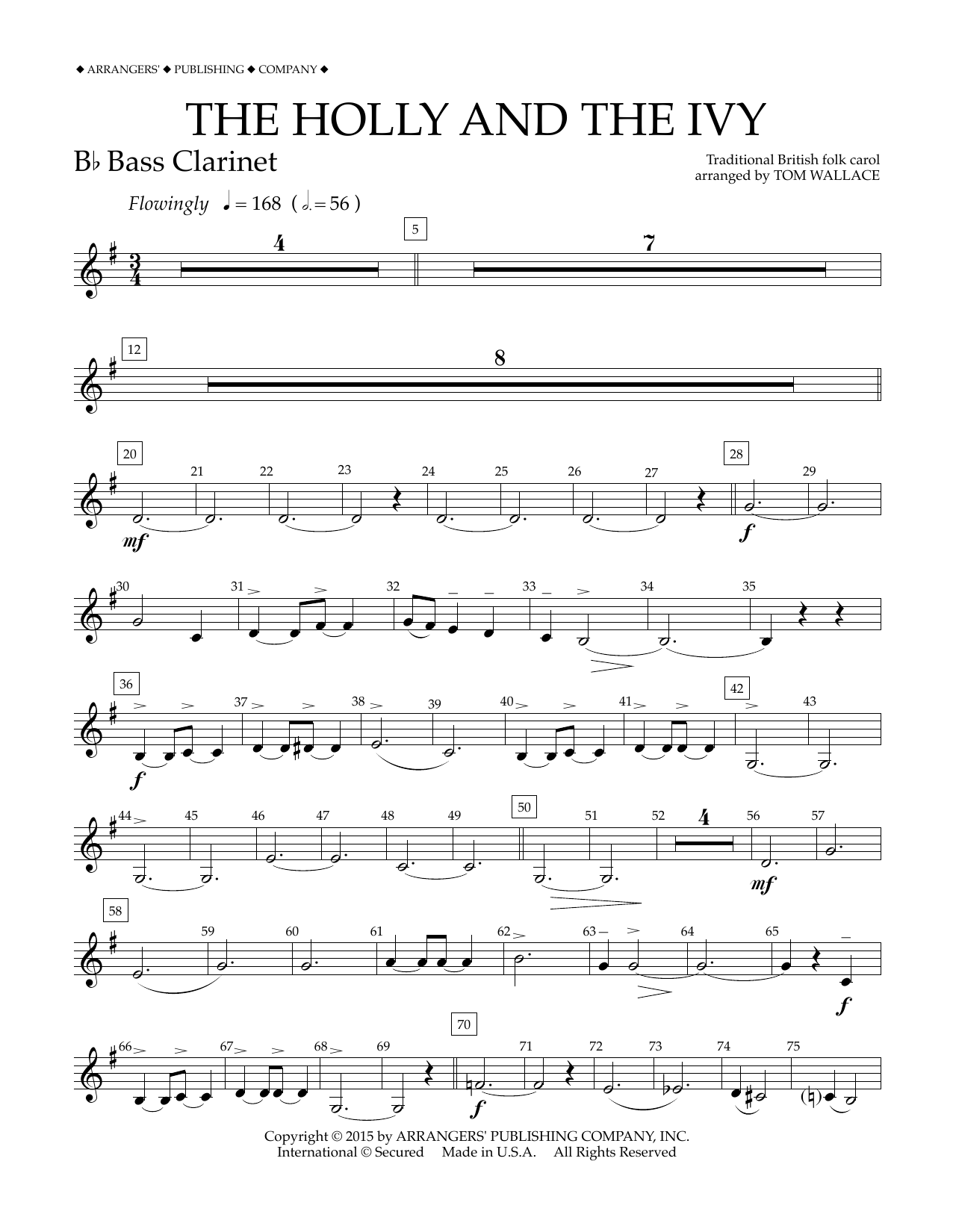 Tom Wallace The Holly and the Ivy - Bb Bass Clarinet sheet music notes and chords arranged for Concert Band