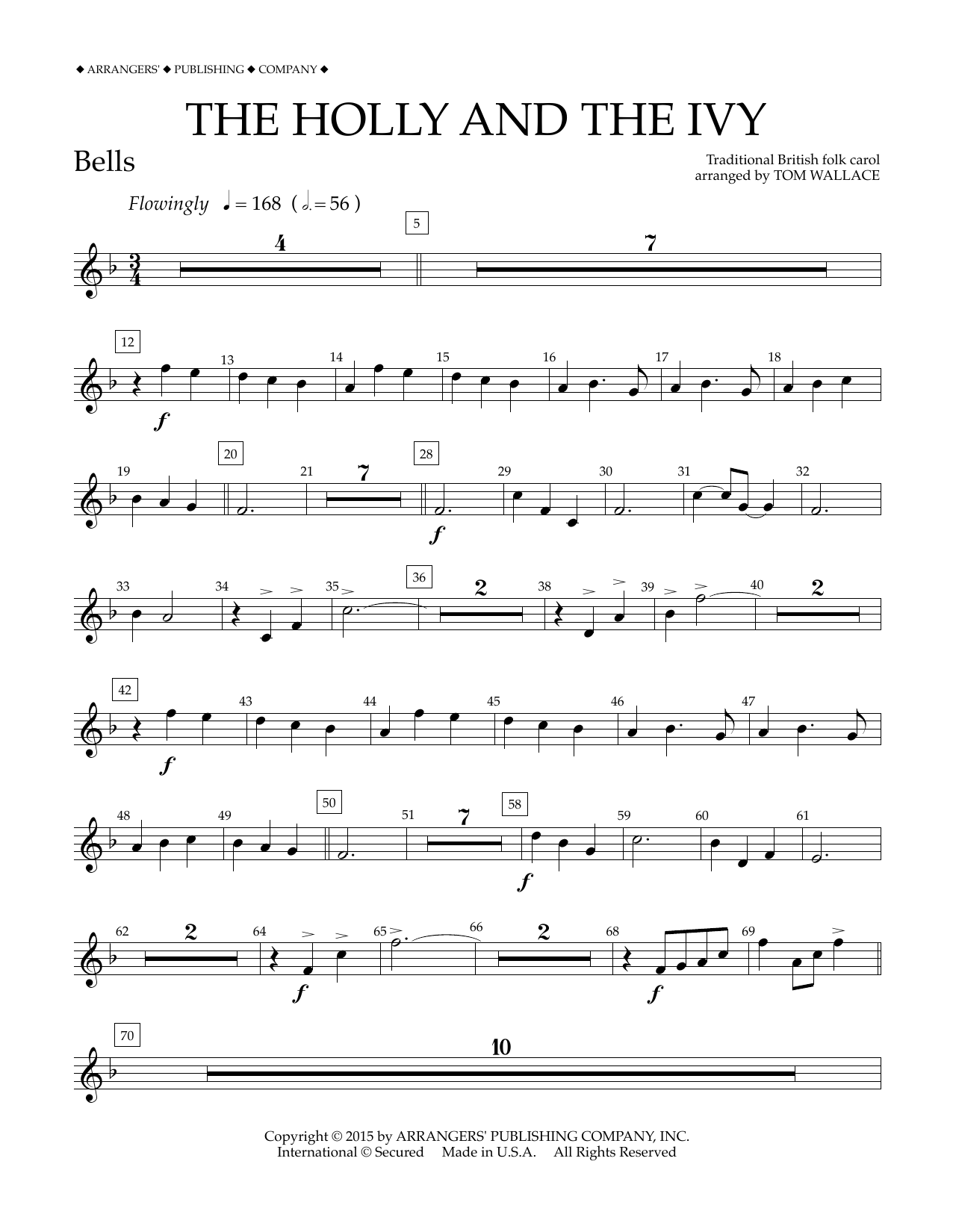 Tom Wallace The Holly and the Ivy - Bells sheet music notes and chords arranged for Concert Band
