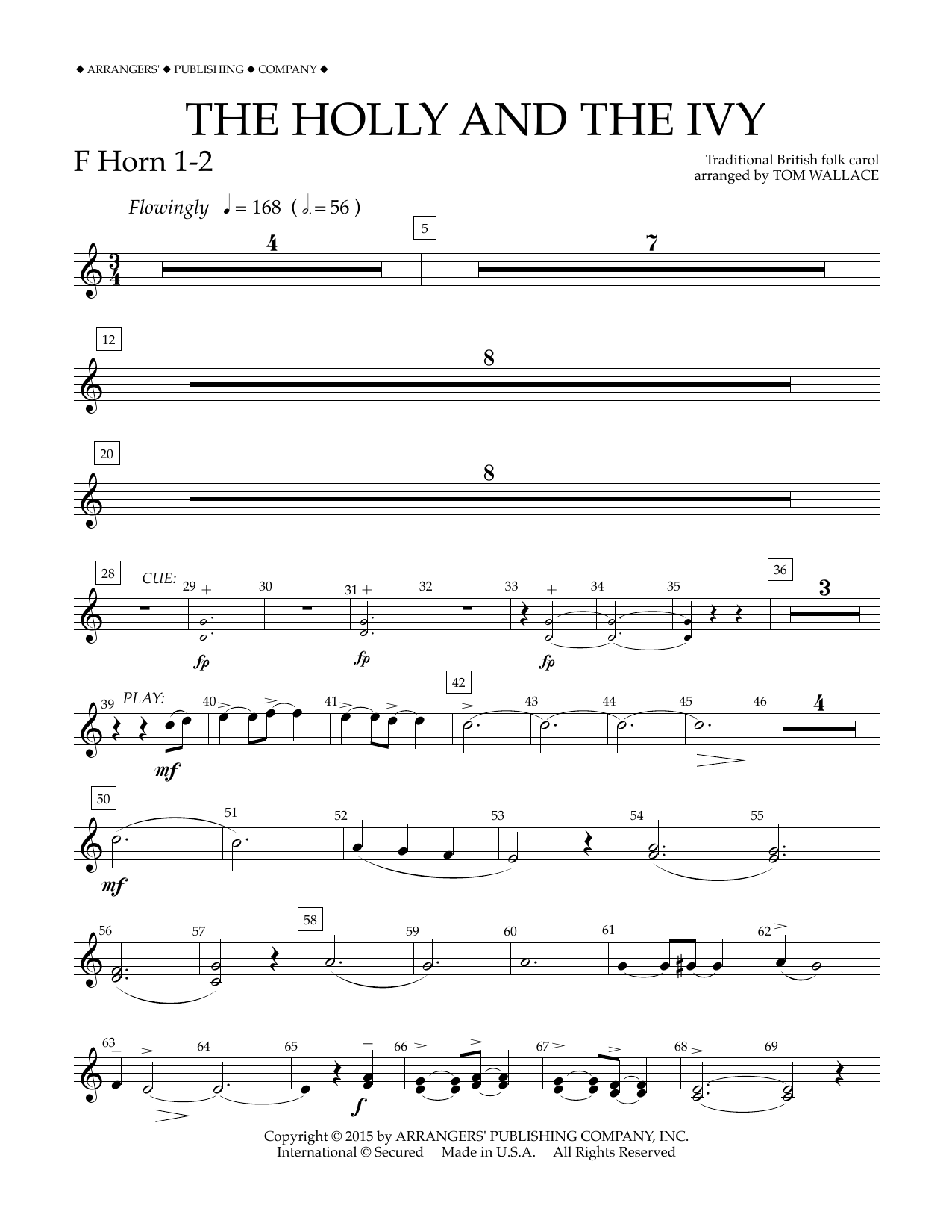 Tom Wallace The Holly and the Ivy - F Horn 1-2 sheet music notes and chords arranged for Concert Band