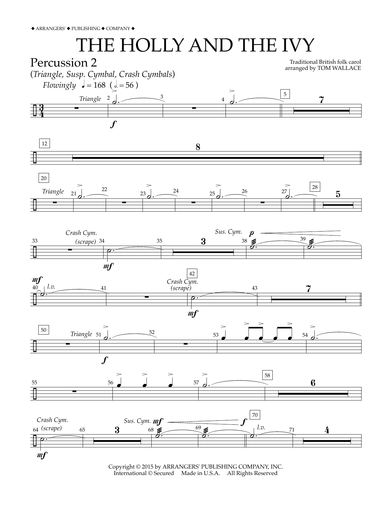 Tom Wallace The Holly and the Ivy - Percussion 2 sheet music notes and chords arranged for Concert Band