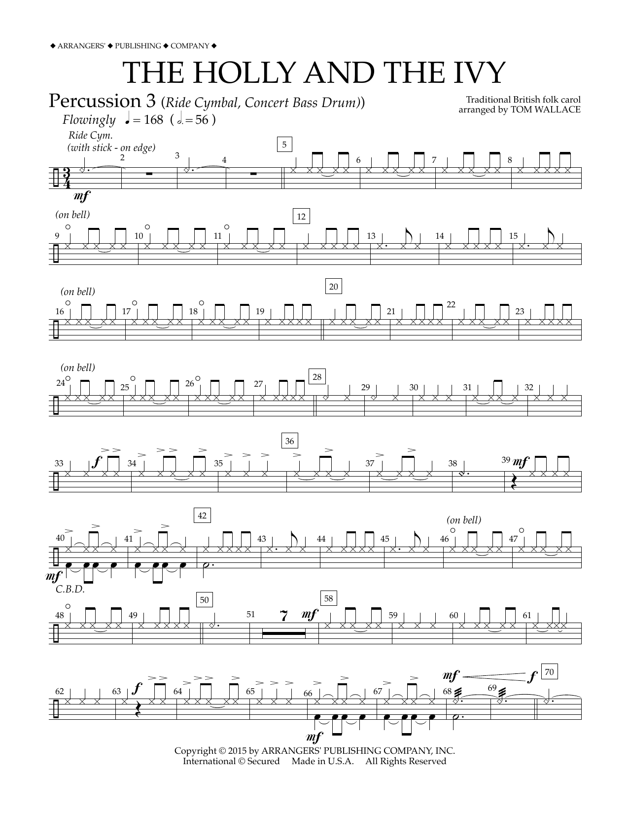 Tom Wallace The Holly and the Ivy - Percussion 3 sheet music notes and chords arranged for Concert Band
