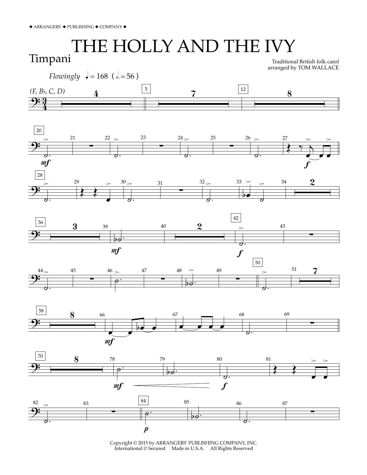 Tom Wallace The Holly and the Ivy - Timpani sheet music notes and chords arranged for Concert Band