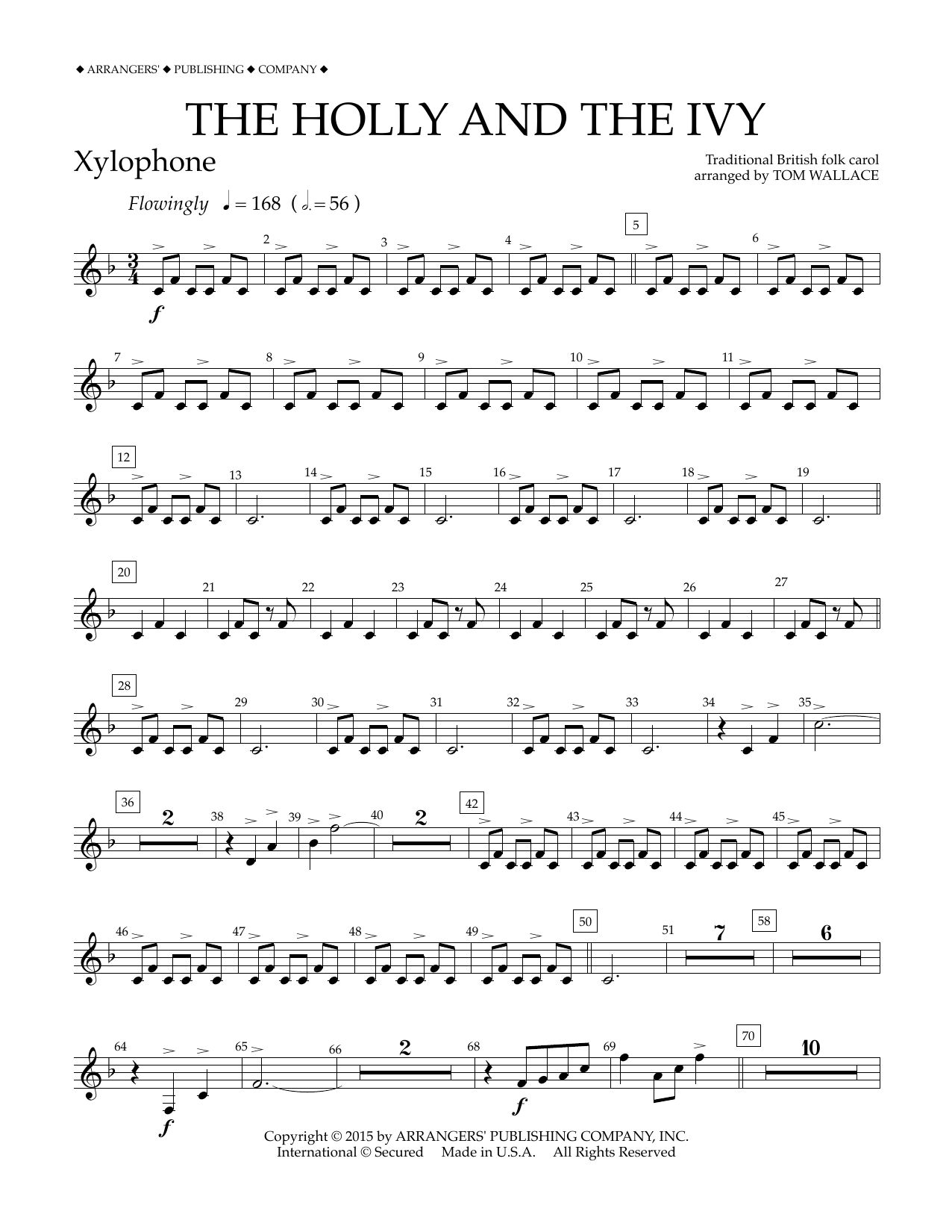 Tom Wallace The Holly and the Ivy - Xylophone sheet music notes and chords arranged for Concert Band
