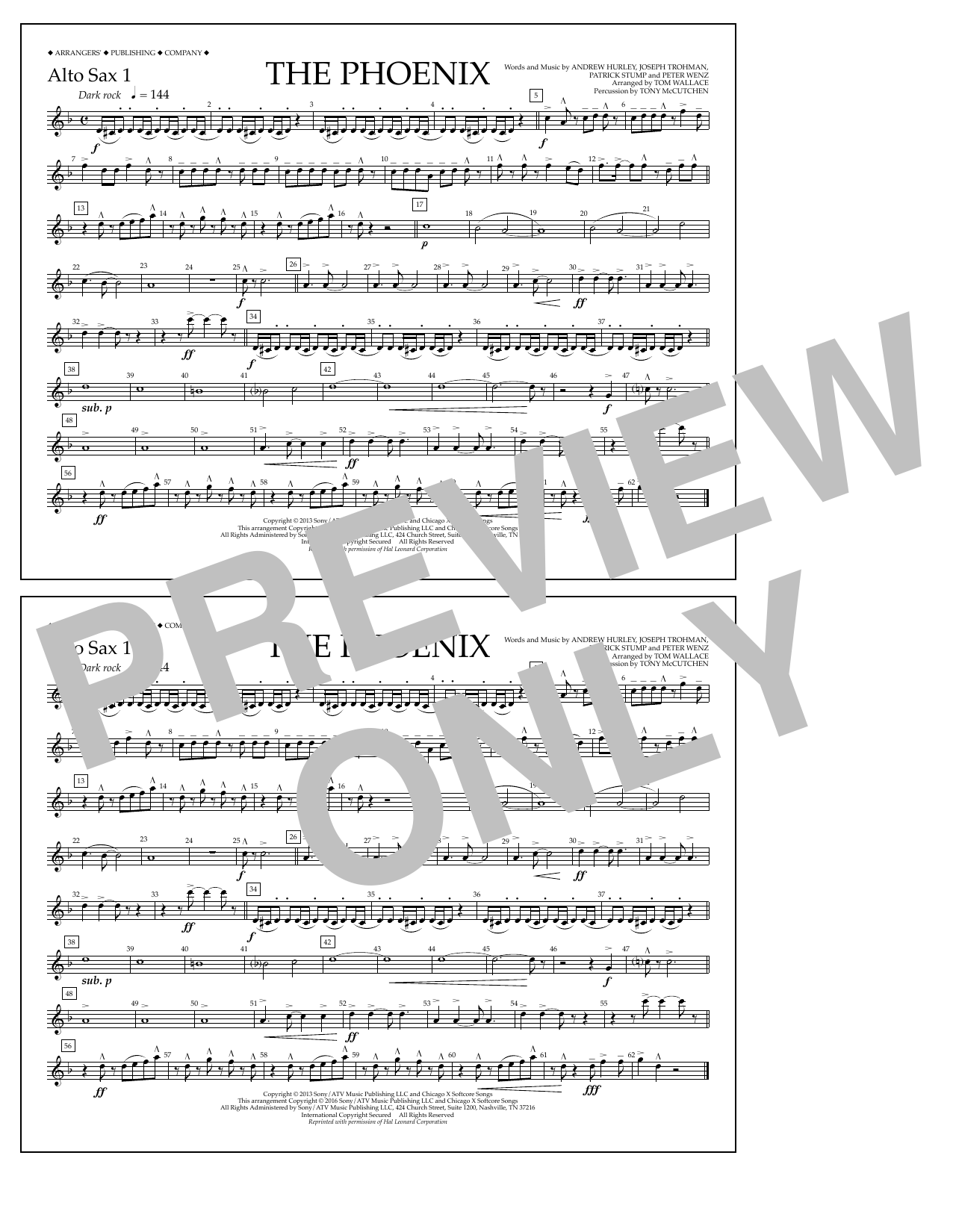 Tom Wallace The Phoenix - Alto Sax 1 sheet music notes and chords arranged for Marching Band