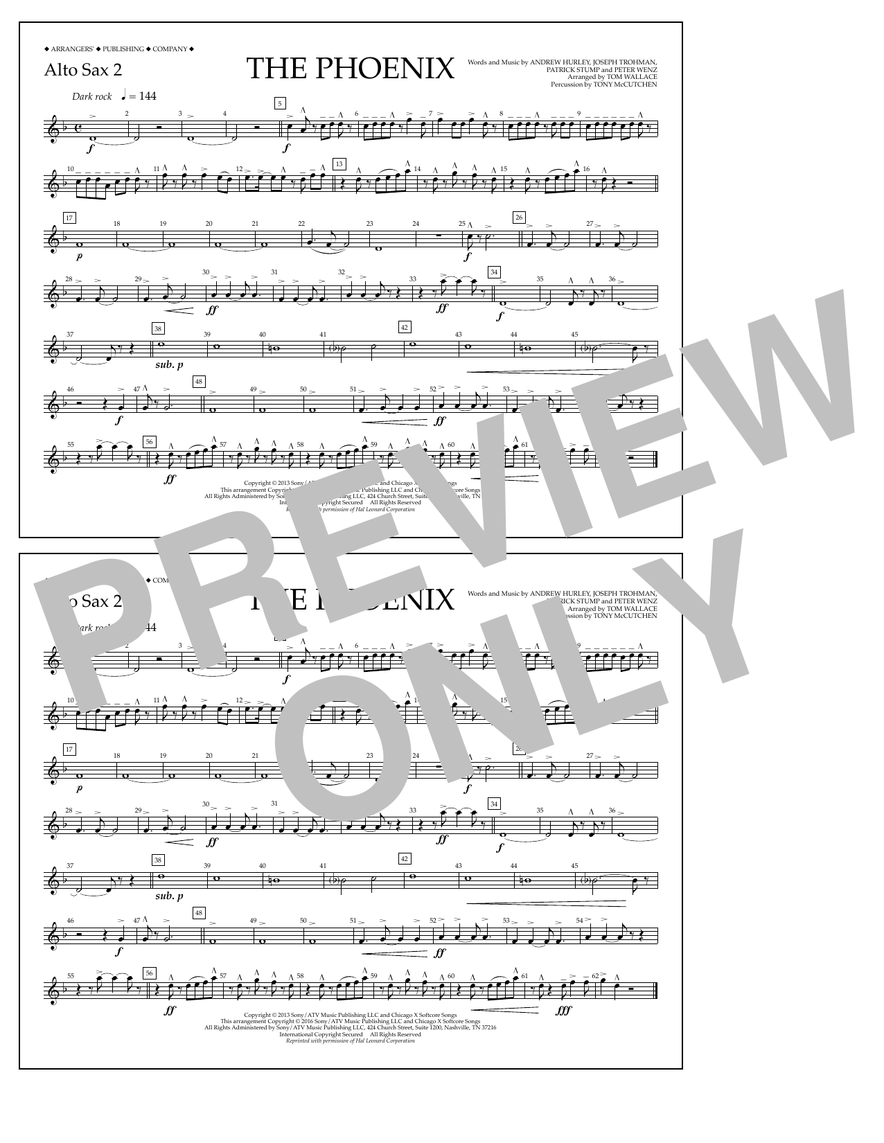 Tom Wallace The Phoenix - Alto Sax 2 sheet music notes and chords arranged for Marching Band