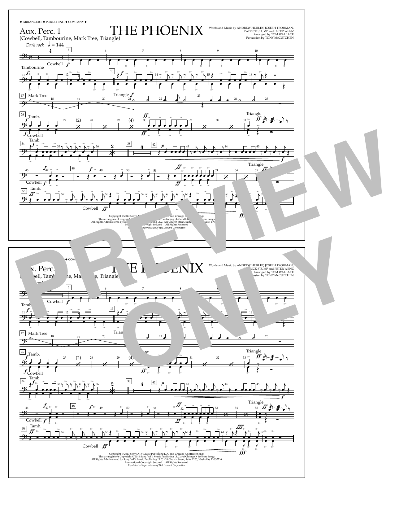 Tom Wallace The Phoenix - Aux. Perc. 1 sheet music notes and chords arranged for Marching Band