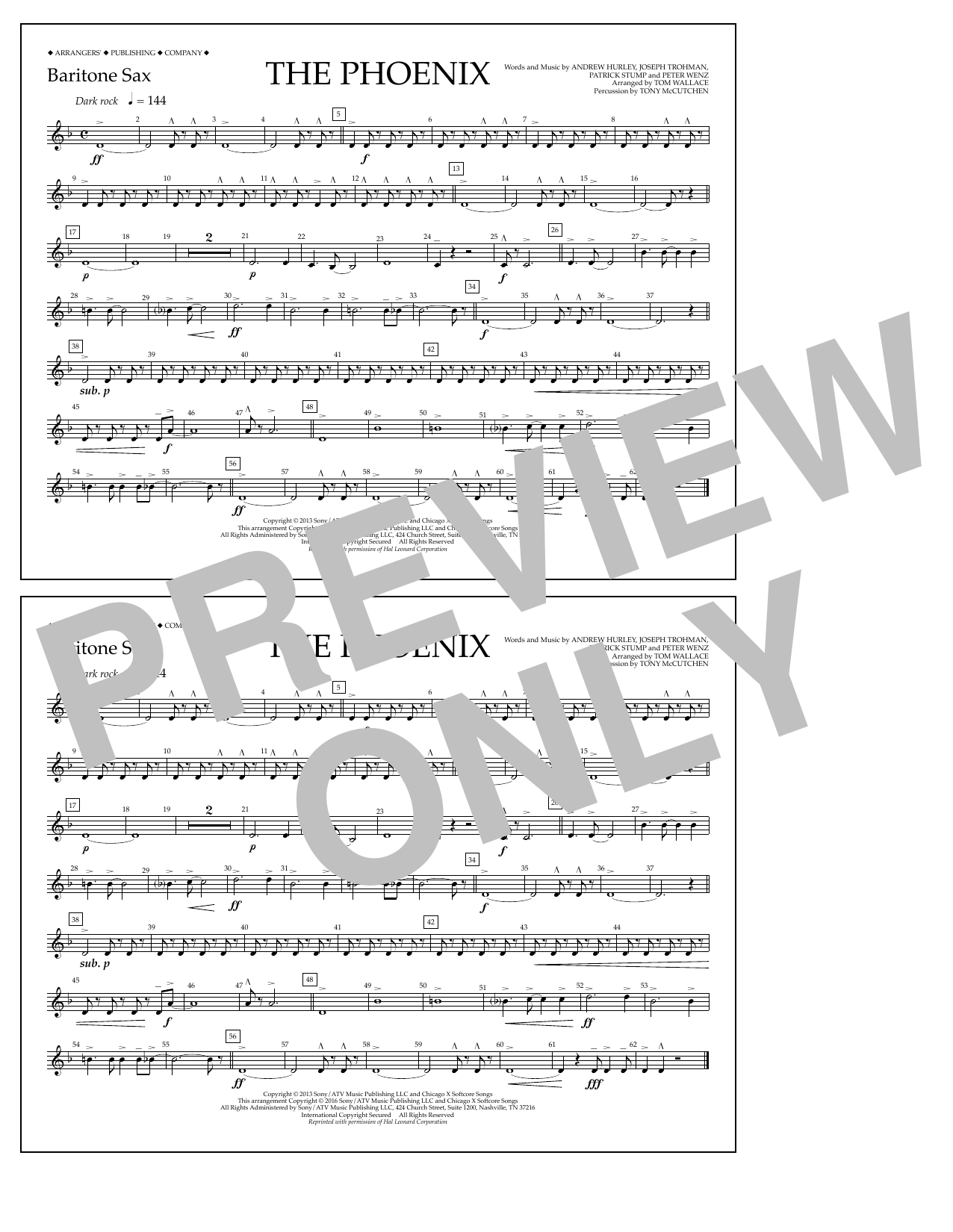 Tom Wallace The Phoenix - Baritone Sax sheet music notes and chords arranged for Marching Band