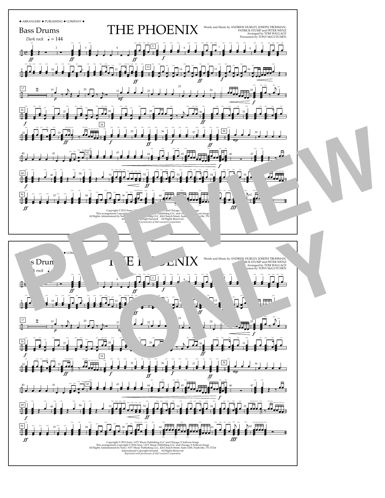 Tom Wallace The Phoenix - Bass Drums sheet music notes and chords arranged for Marching Band