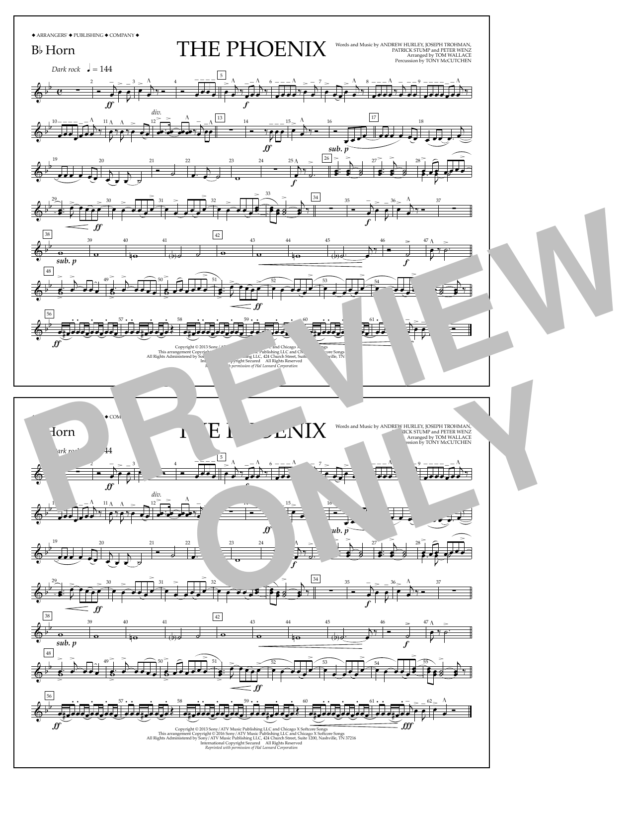 Tom Wallace The Phoenix - Bb Horn sheet music notes and chords arranged for Marching Band