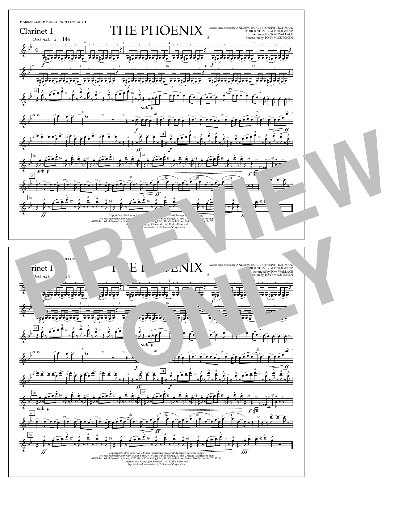 Tom Wallace The Phoenix - Clarinet 1 sheet music notes and chords arranged for Marching Band