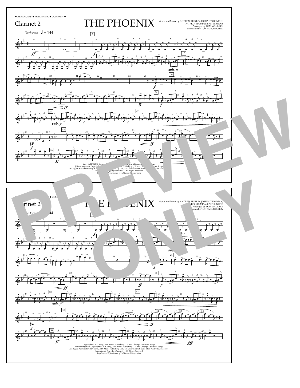 Tom Wallace The Phoenix - Clarinet 2 sheet music notes and chords arranged for Marching Band