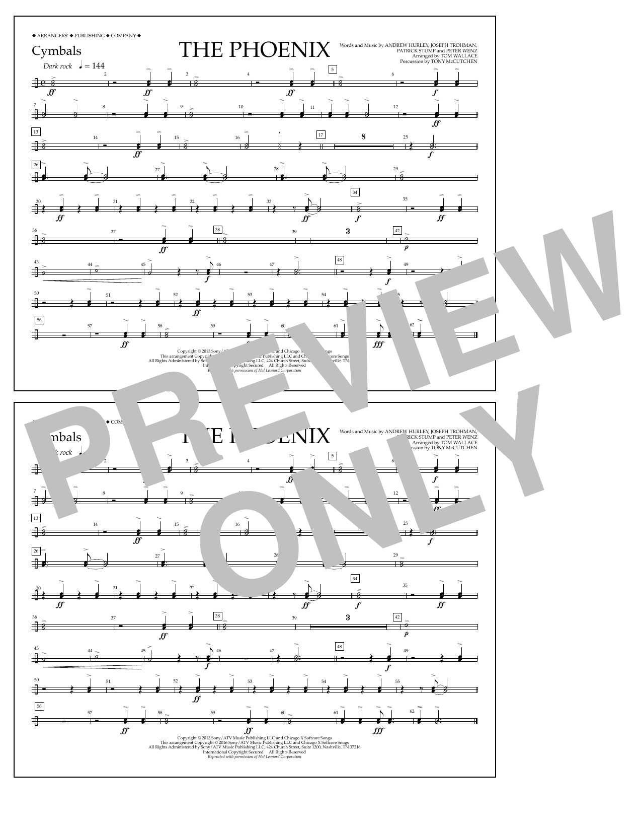 Tom Wallace The Phoenix - Cymbals sheet music notes and chords arranged for Marching Band