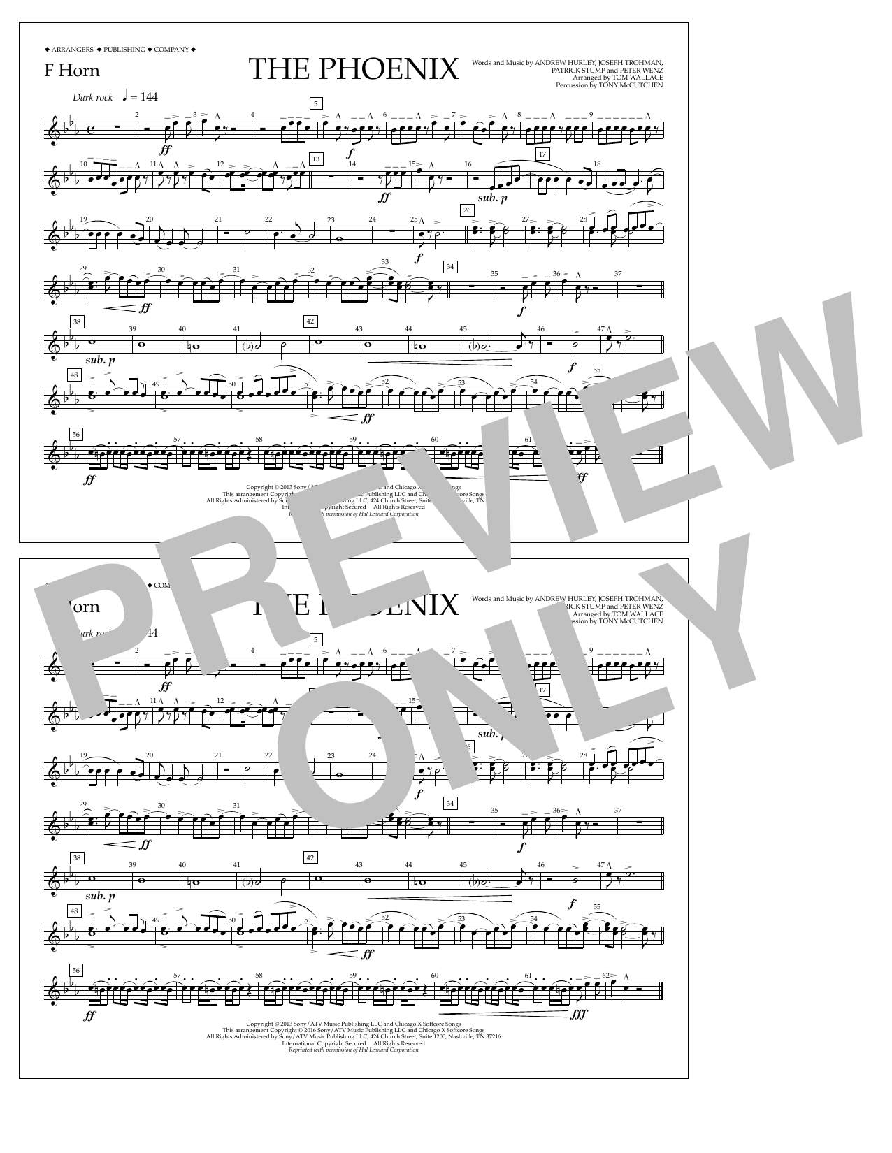 Tom Wallace The Phoenix - F Horn sheet music notes and chords arranged for Marching Band