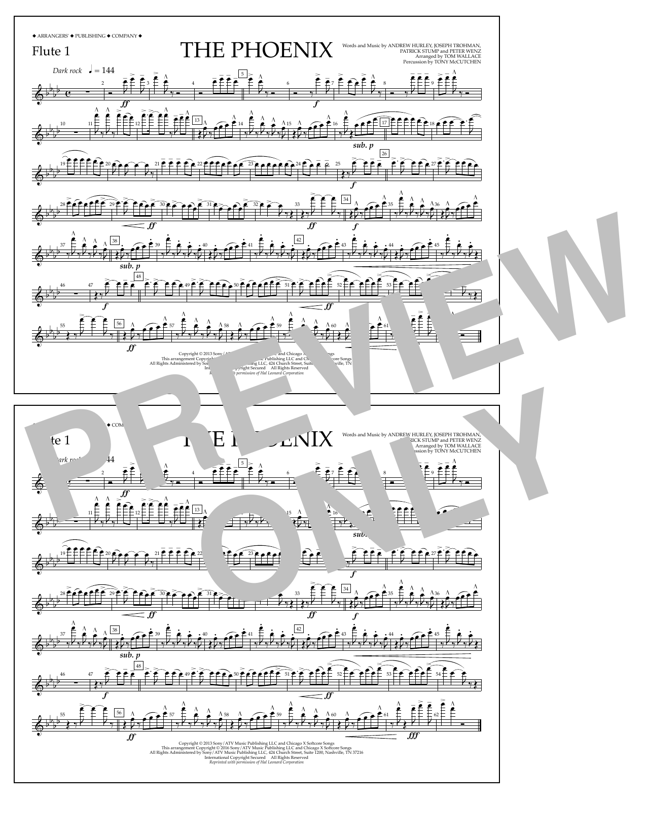 Tom Wallace The Phoenix - Flute 1 sheet music notes and chords arranged for Marching Band