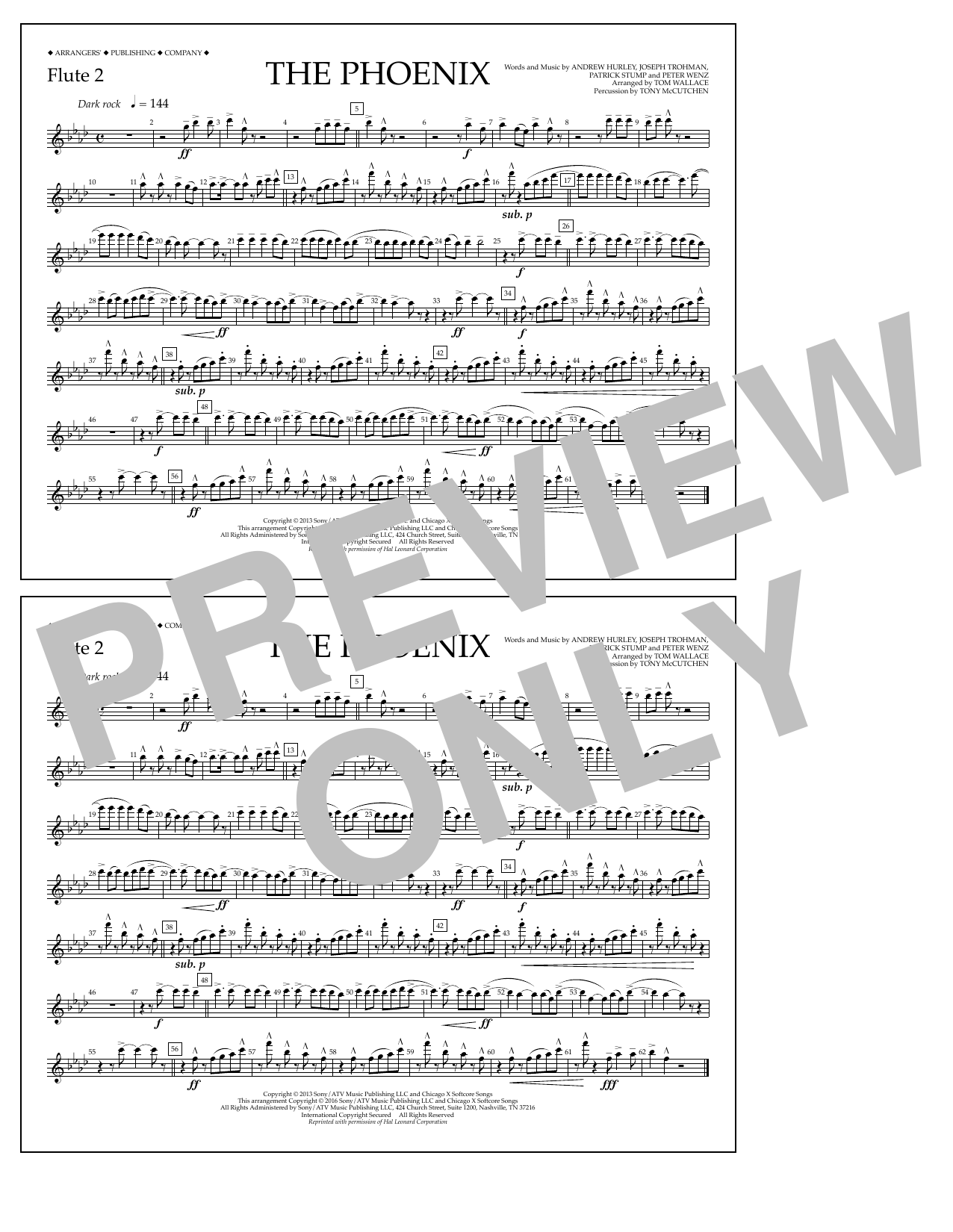 Tom Wallace The Phoenix - Flute 2 sheet music notes and chords arranged for Marching Band