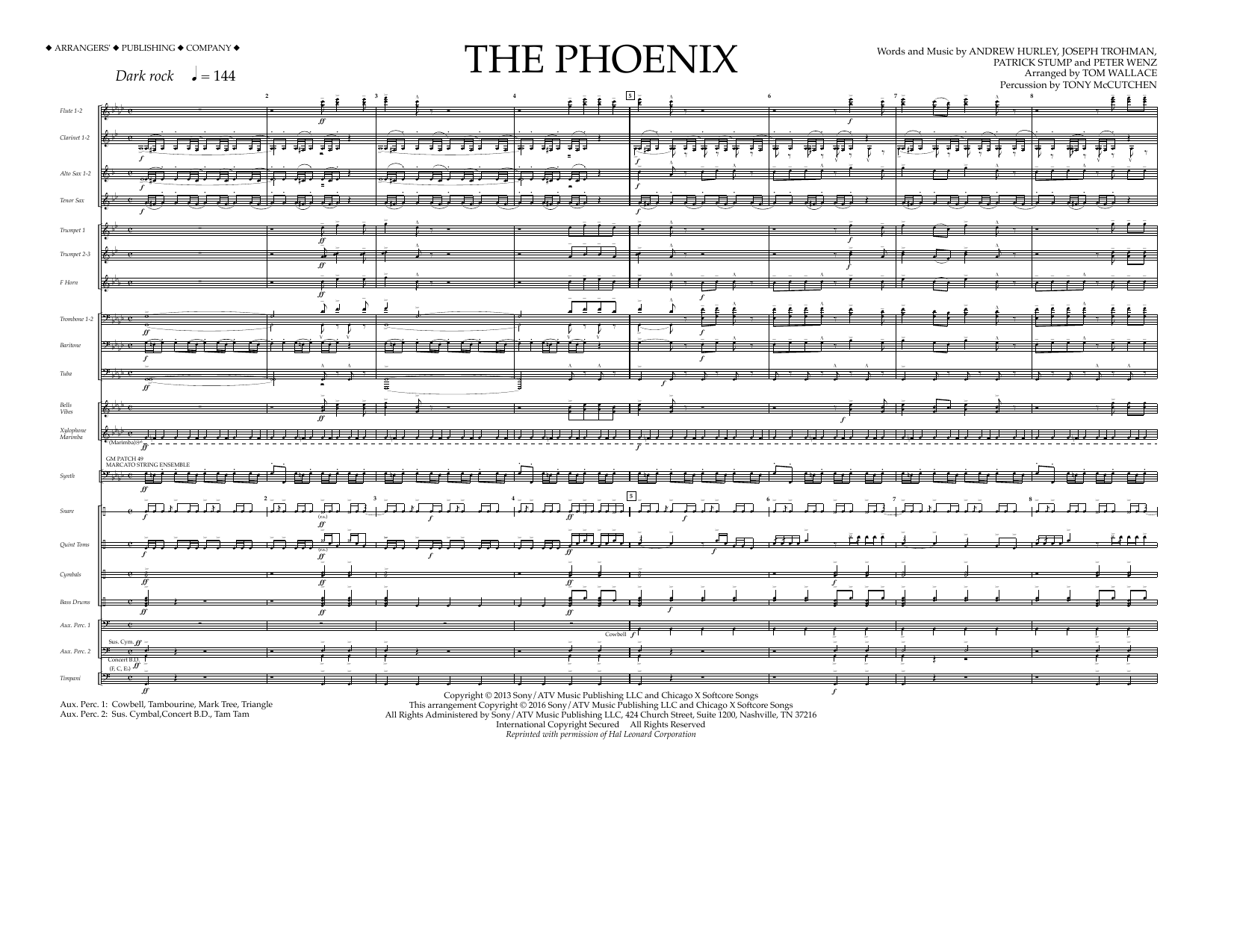 Tom Wallace The Phoenix - Full Score sheet music notes and chords arranged for Marching Band