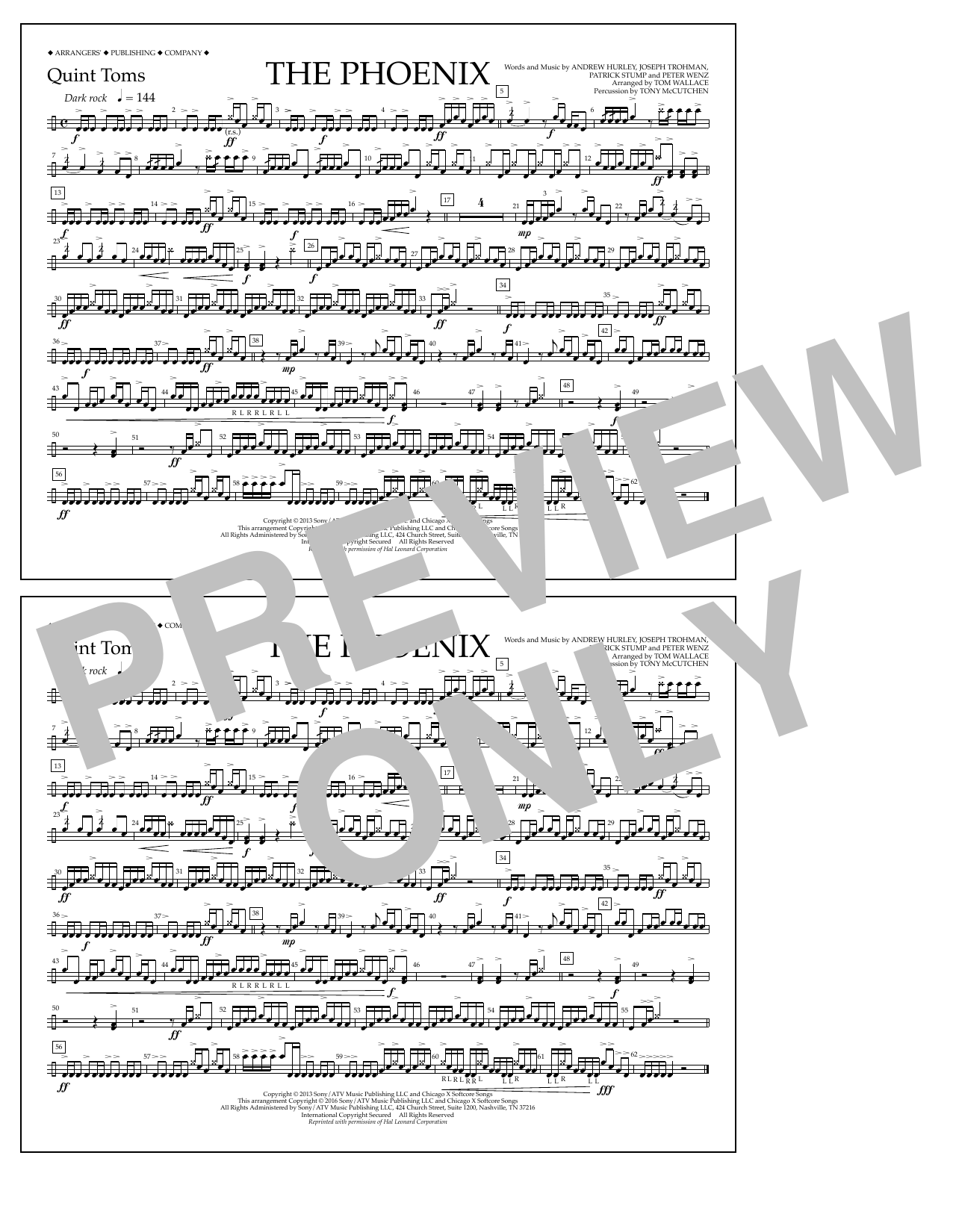 Tom Wallace The Phoenix - Quint-Toms sheet music notes and chords arranged for Marching Band